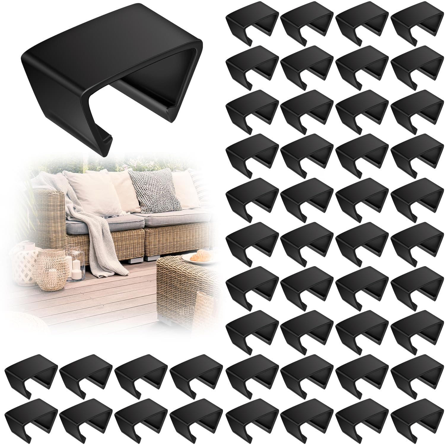Blulu 20 Pieces Patio Furniture Clips Outdoor Furniture Sofa Clips 2.4 D x 1.4 W x 1.22 H Rattan Clamps Wicker Chair Fasteners, Connect The Sectional or Module Couch