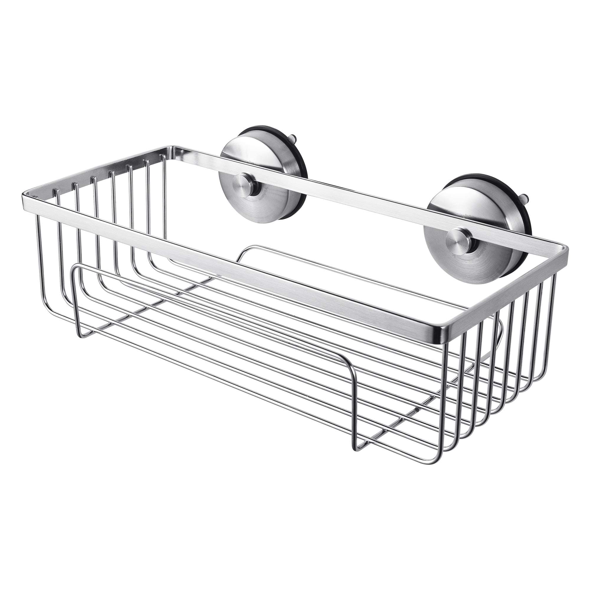 Yohom Shower Caddy Shelf Wall Suction Cups Stainless Steel Bathroom basket holder for Shampoo Kitchen Organizer Storage Brushed Finish