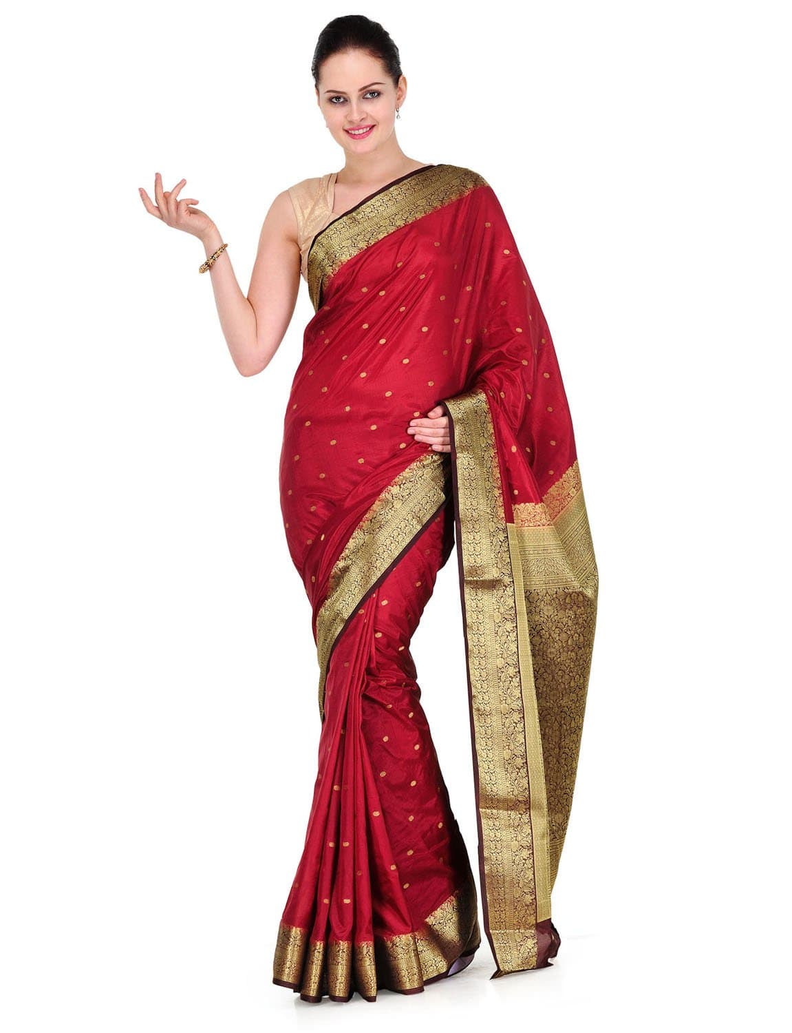 Fabroop Women's Zari Woven Art Silk Saree One Size Maroon