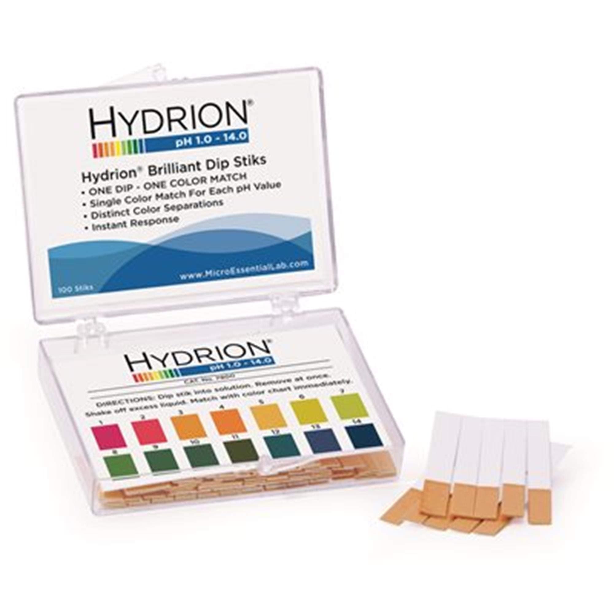 7400 Brilliant Plastic pH Dip Stik, 5 pH to 9 pH Range, 0.5 Increments, 76.2 mm Length x 6.35 mm Width (Pack of 10)