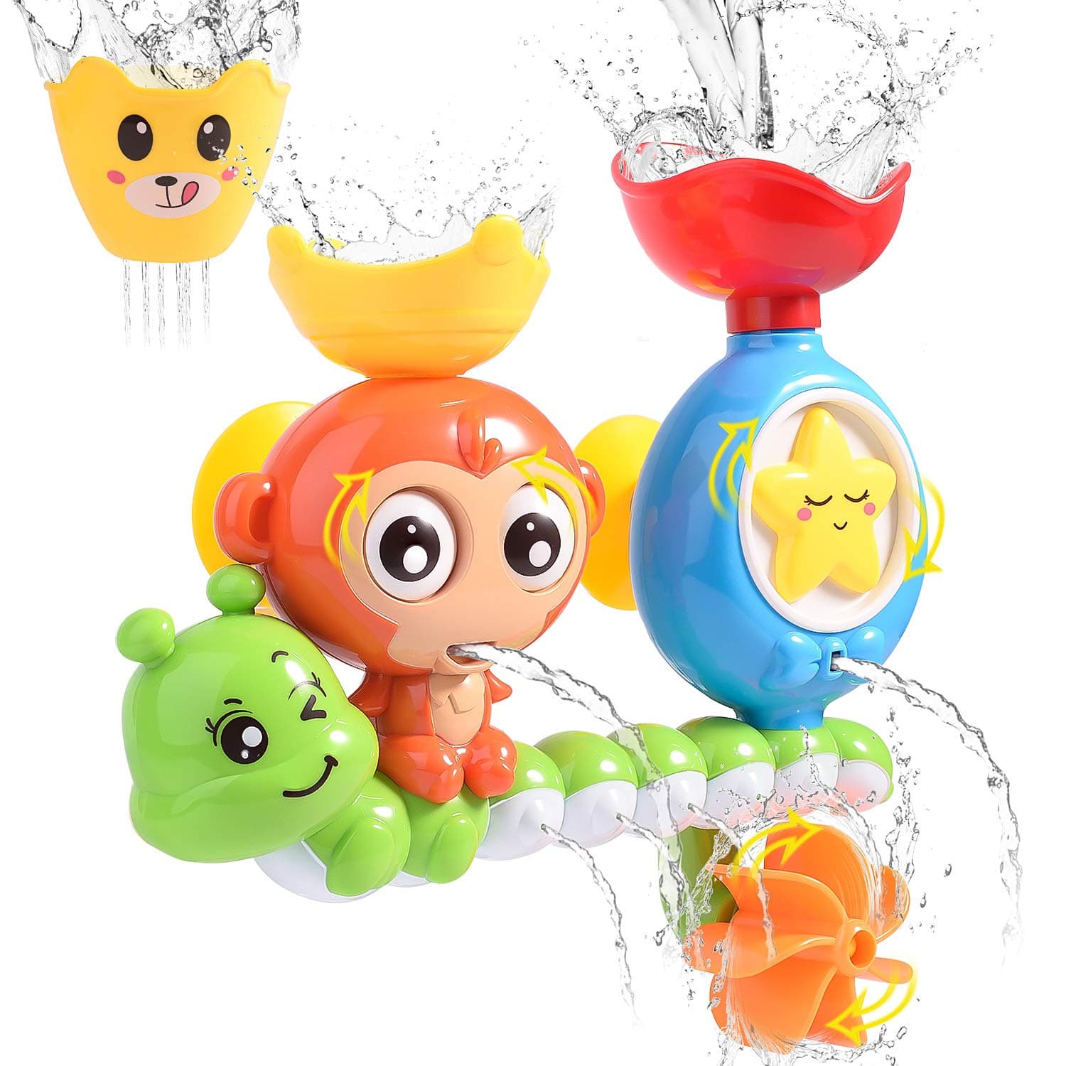 Bath Toy, Bathtub Toy Waterfall Water Station with One Stackable Cups Fountain Water Shower Toy for Babies and Kids Gift