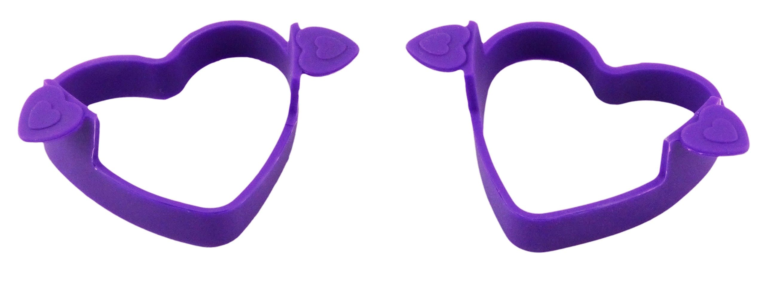 Bakerpan Silicone Egg Ring, Heart Shapes, 4 Inch, Pancake Ring, Purple, 2 Pack