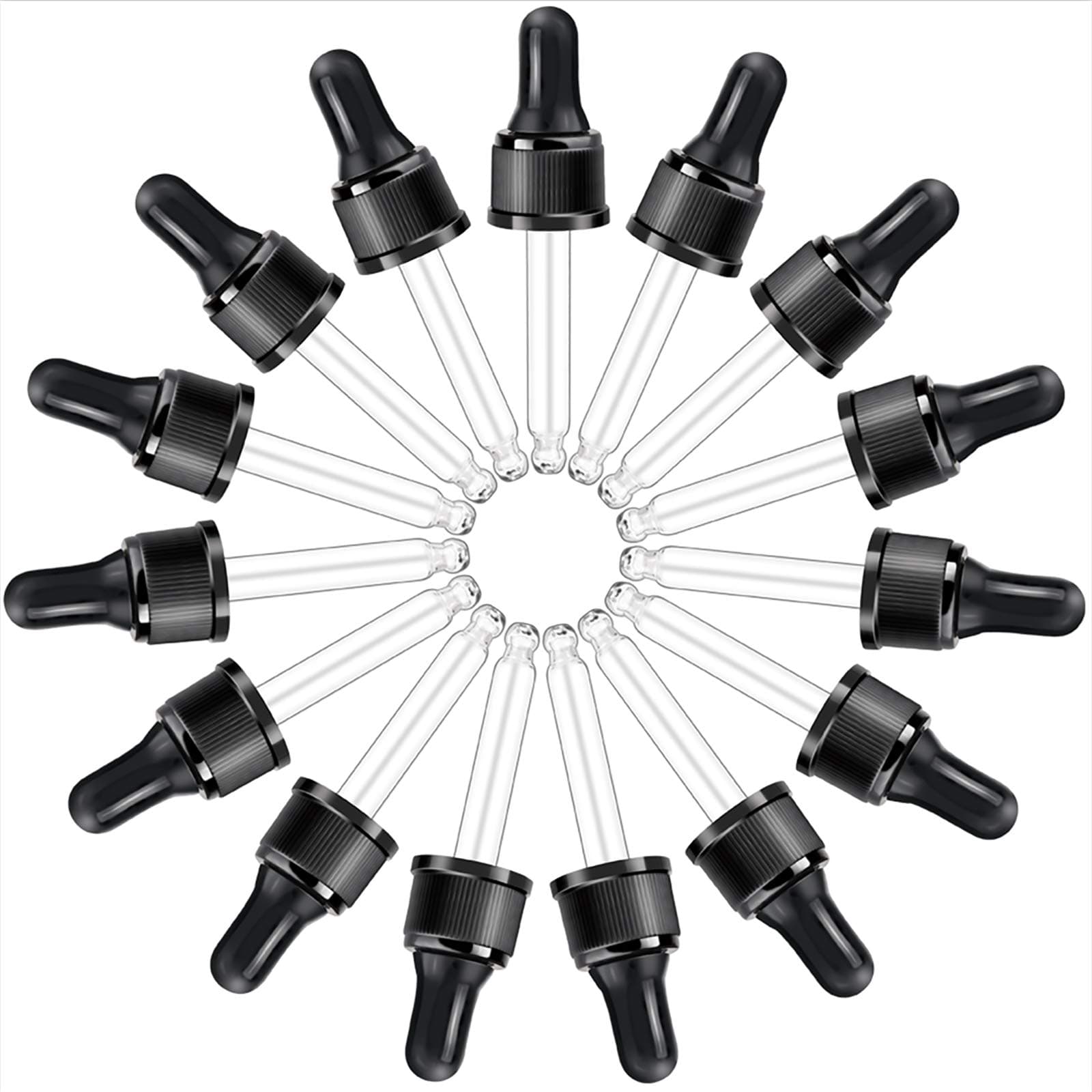 YGDZ 15 Pack Glass Eye Droppers for Essential Oil 15ml (1/2 Ounce) - Fit doTerra, Young Living and Aura Cacia Essential Oil Bottles