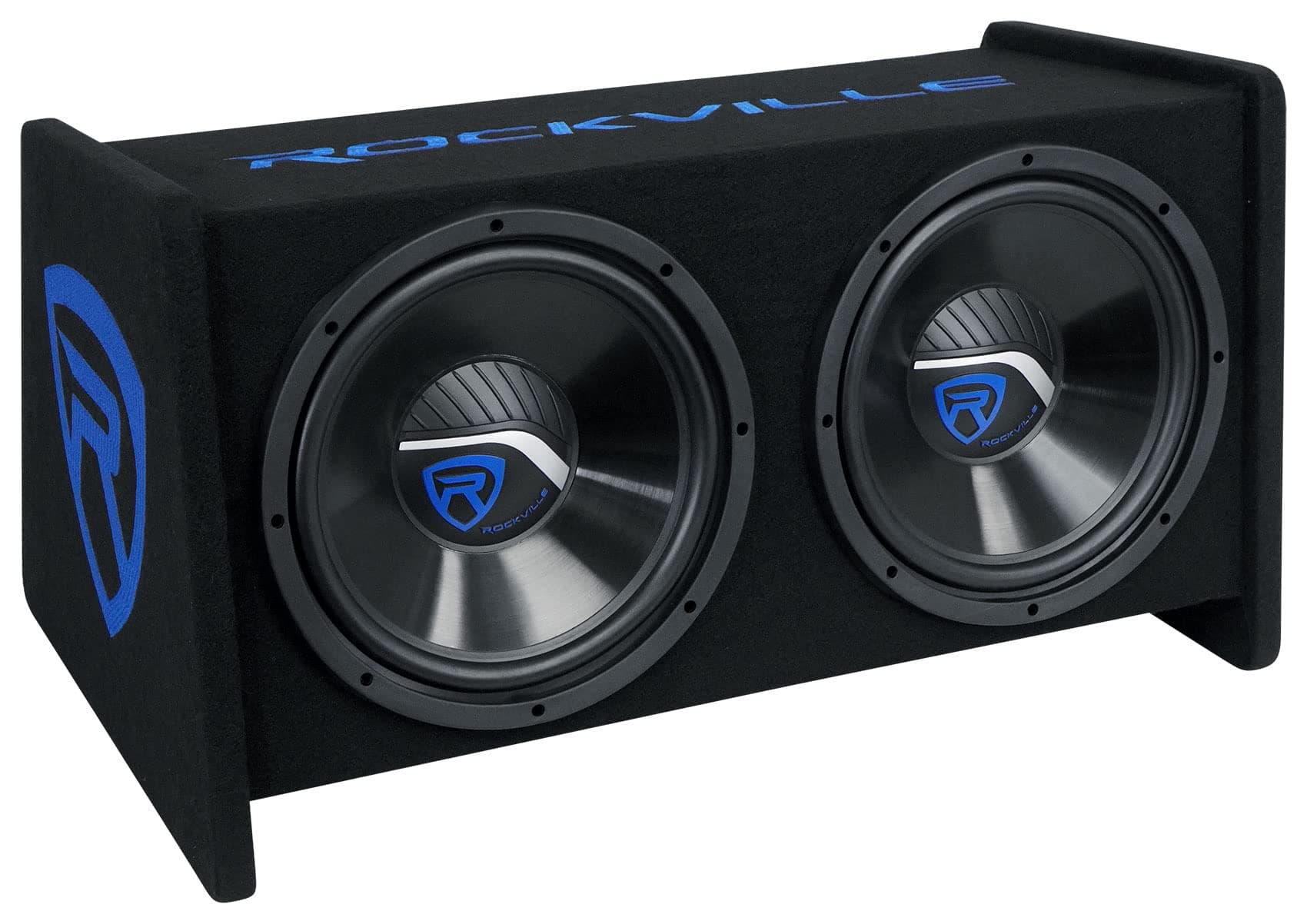 RV1212P Dual 12" 1200W Car Audio Subwoofers in Vented Enclosure, 4-Ohm, Deep Bass, Durable MDF Build, Easy Install, for Car Audio Enthusiasts