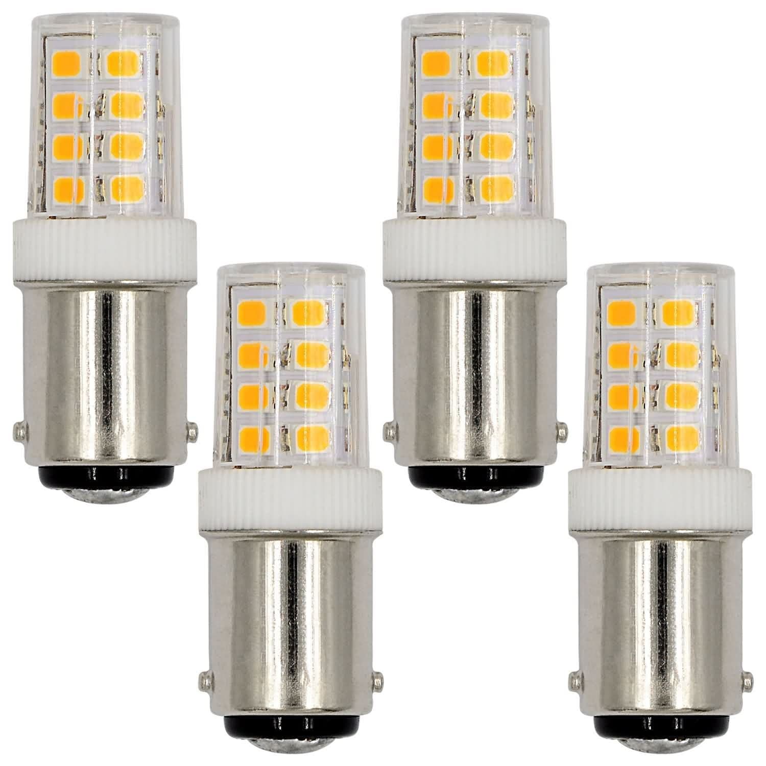 REELCO 4-Pack Ba15d Double Contact Bayonet Base Sewing Machine LED Light Bulbs 120V 2.5 Watts White 6000k T3/T4/C7/S6 LED Halogen Replacement Bulb