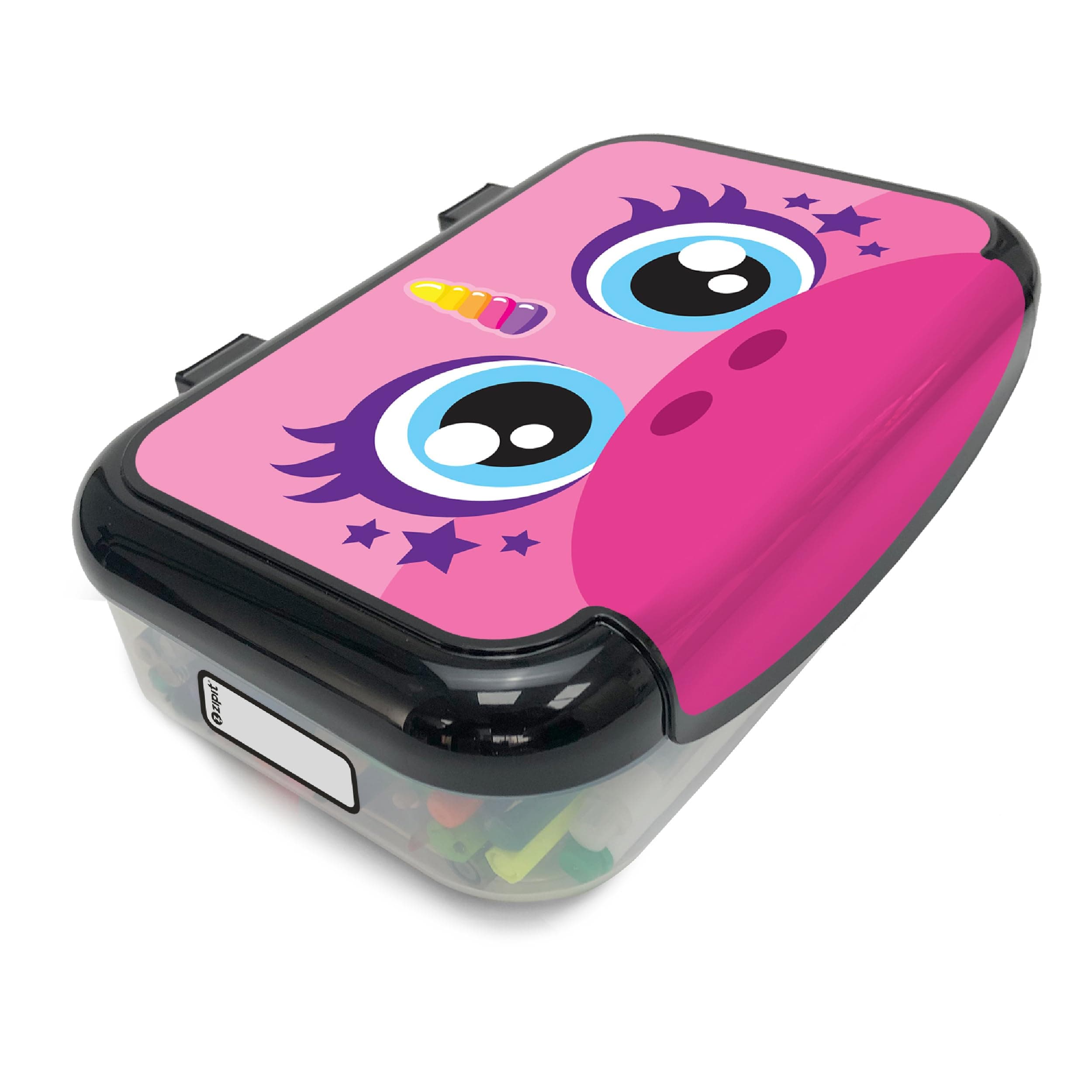 ZIPIT: Recycled Plastic Pencil Box - Pink Unicorn - Large Capacity Case, Character Stationery Organizer, School Supplies-Toy Holder, Snap Close, Kids