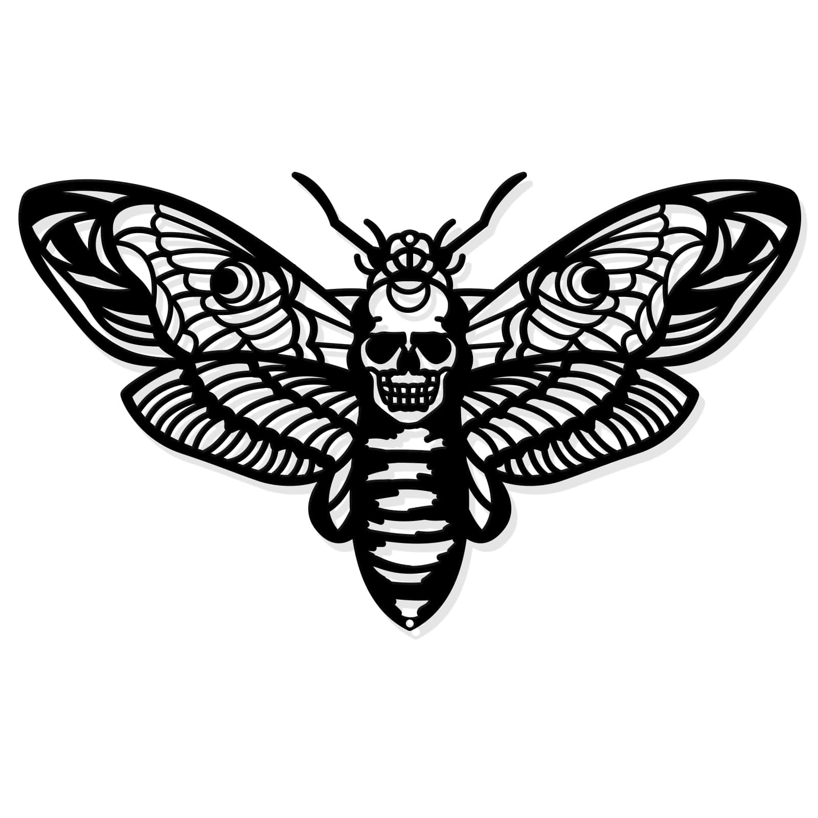 NBEADS Death Head Moth Metal Wall Decor, 6.9x11.8 Black Wall Hanging Decor Gothic Silhouette Wall Art for Bedroom Living Room Bathroom Office Garden Wall Decoration