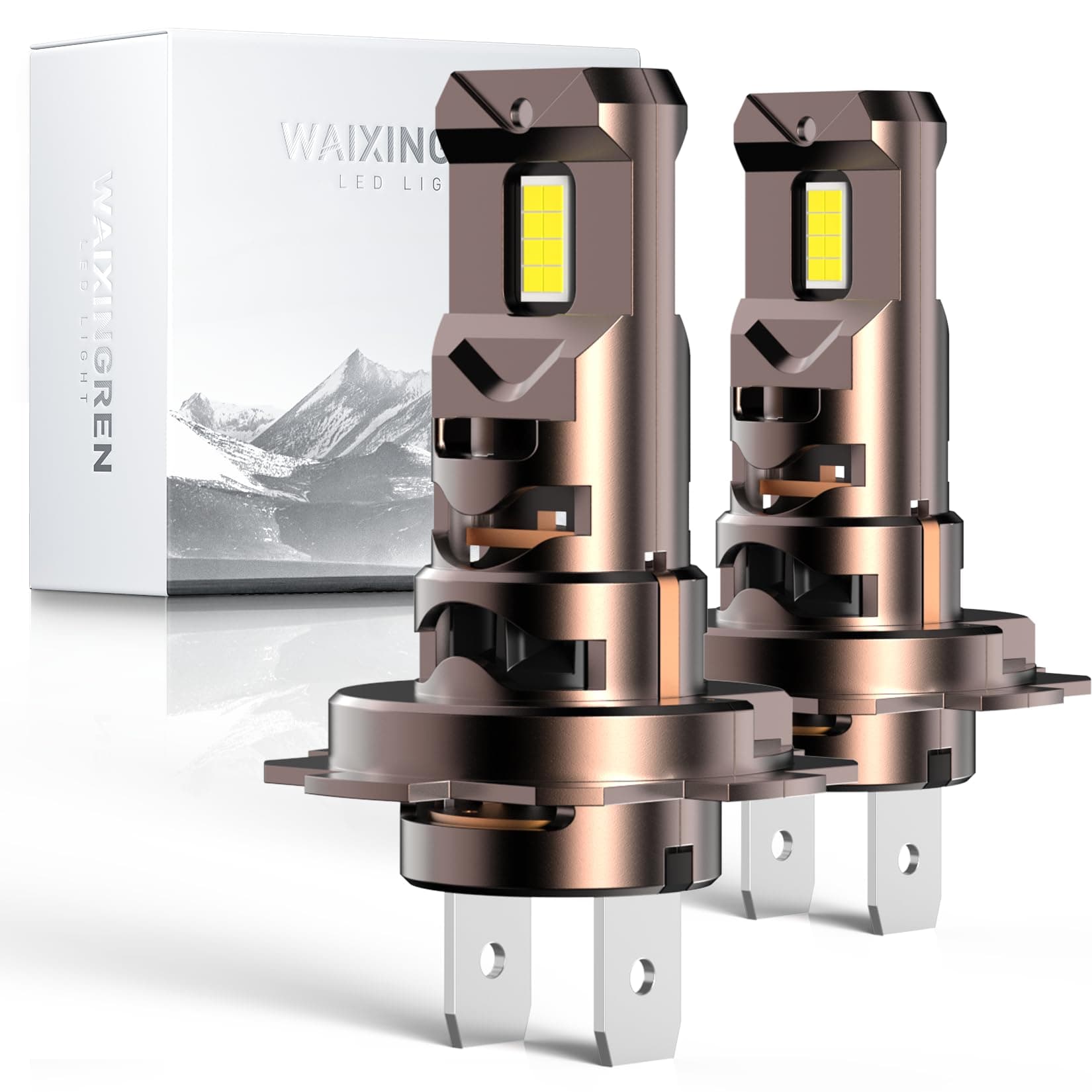 H7 Headlight Bulb, 6500K Cool White, 60W 26000LM Led Headlight Bulb with Fan, No Adapter Required, Plug and Play Easy Installation, Pack of 2 (H7)