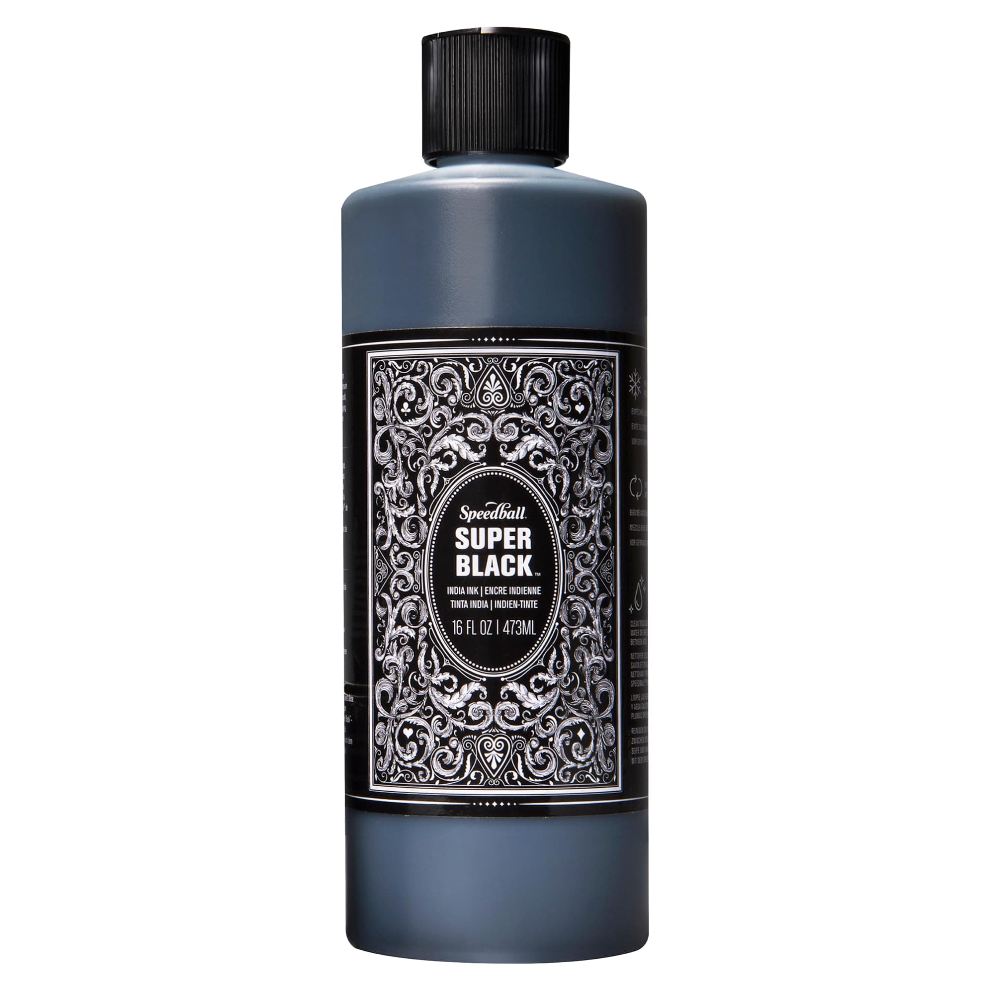 Speedball. 404696 3378 Super Black India Ink, 16 oz. Bottle, 7.6" Height, 2.1" Width, 2.4" Length