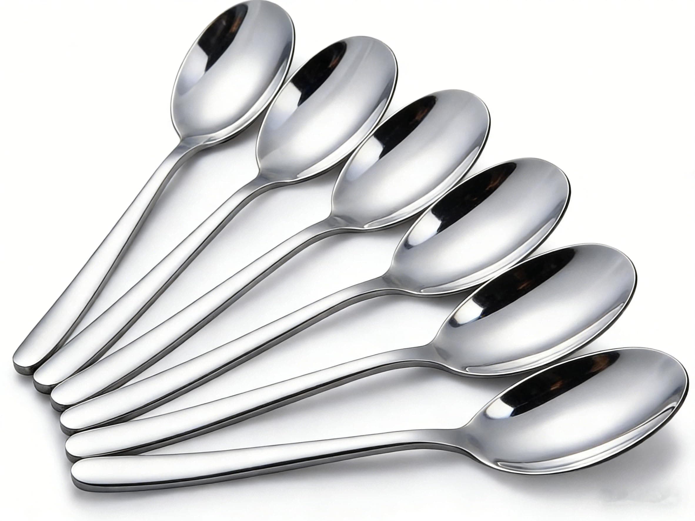 Dinner Spoons Set of 12, Stainless Steel Table Spoons, Silver Soup Spoons, 21.4 cm