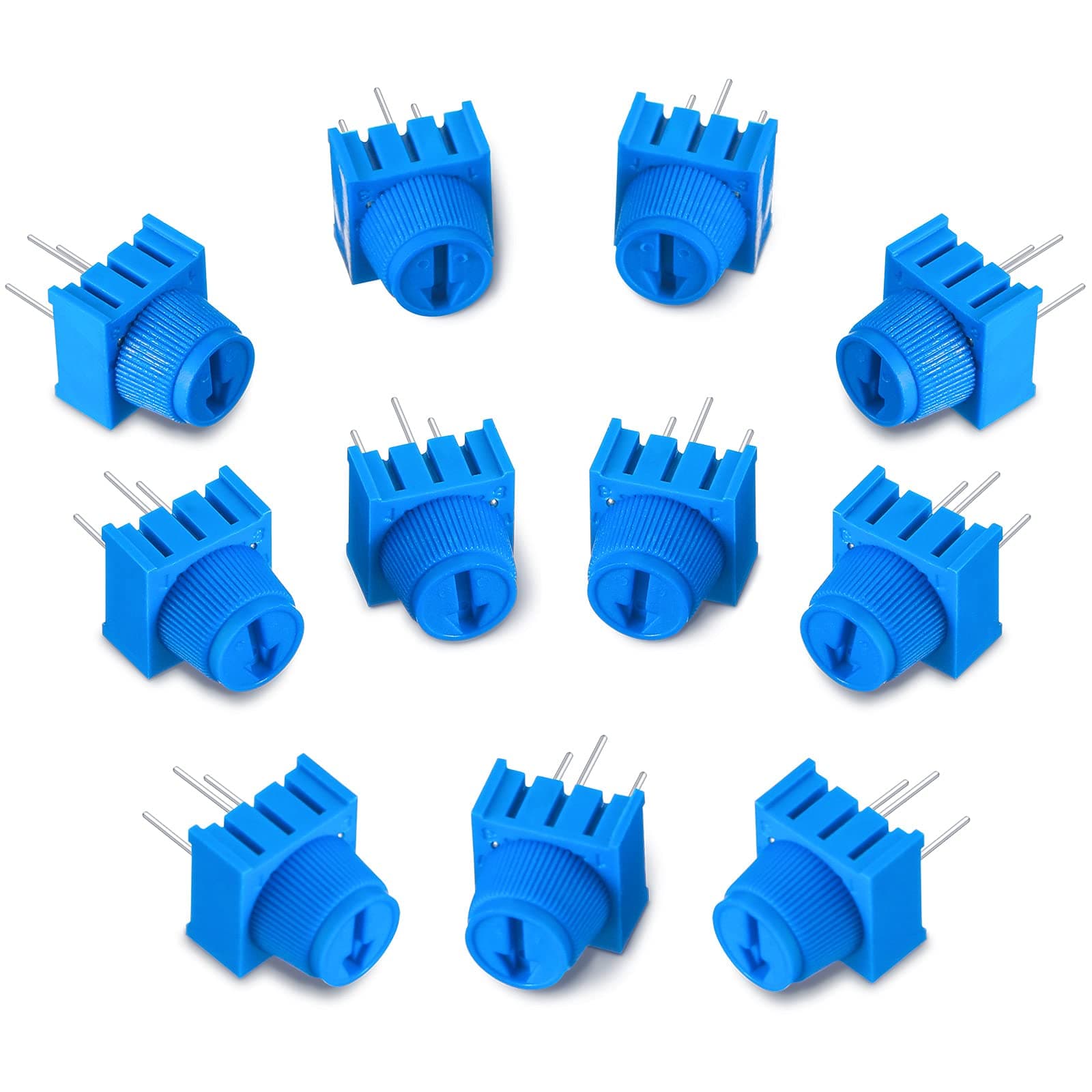 12 Pieces 10K Ohm Trim Potentiometer Kit with Knob Variable Resistors Breadboard Trimmer Potentiometer Assortment Kit Compatible with Arduino, Blue