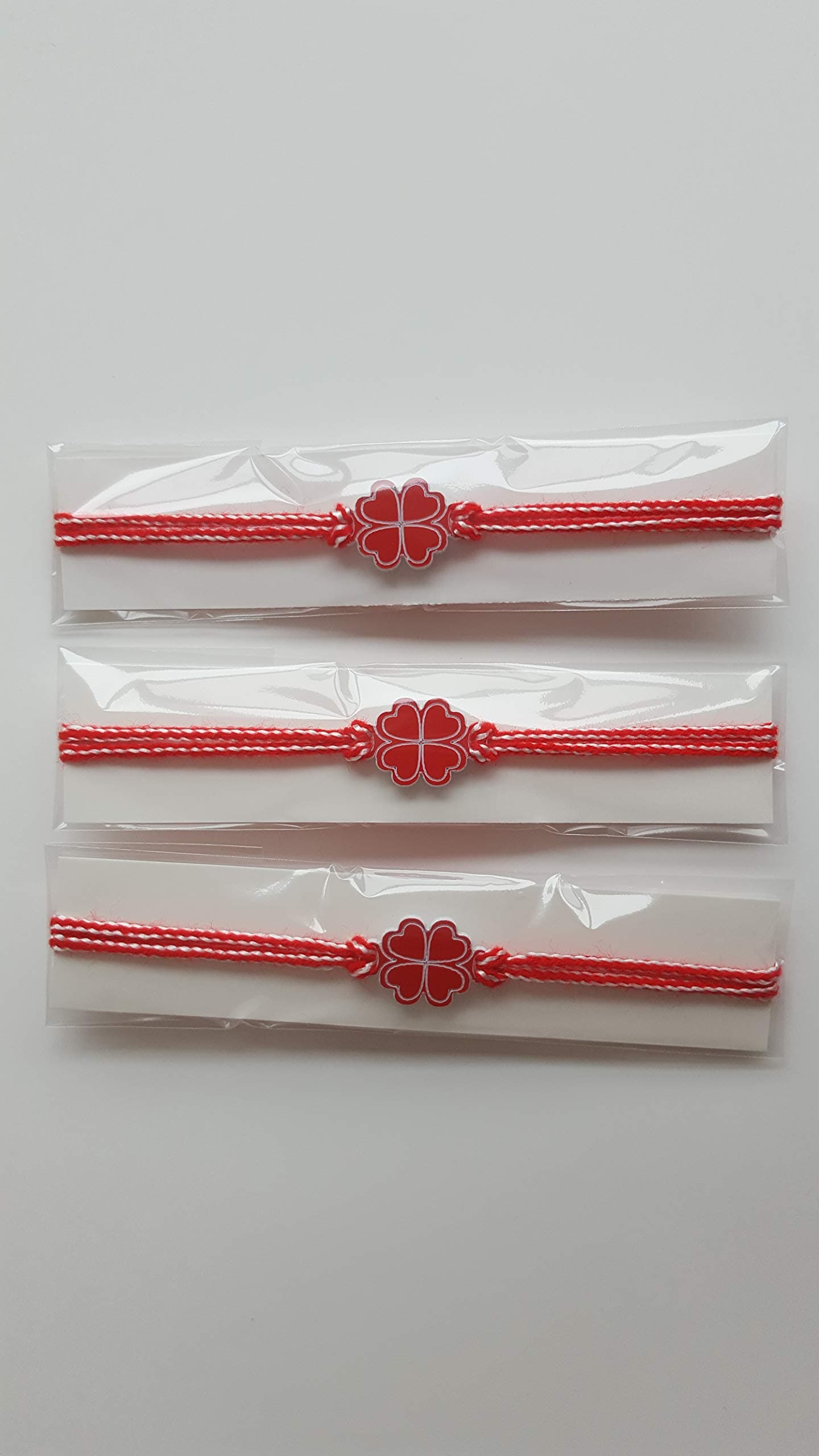 3 Handmade Bracelets Lucky Clover Martenici Martenizi Martenitzi Martenitsi Martenica Marteniza Martenitza Martenitsa Martakia Martinka Martisor FAST FREE SHIPPING