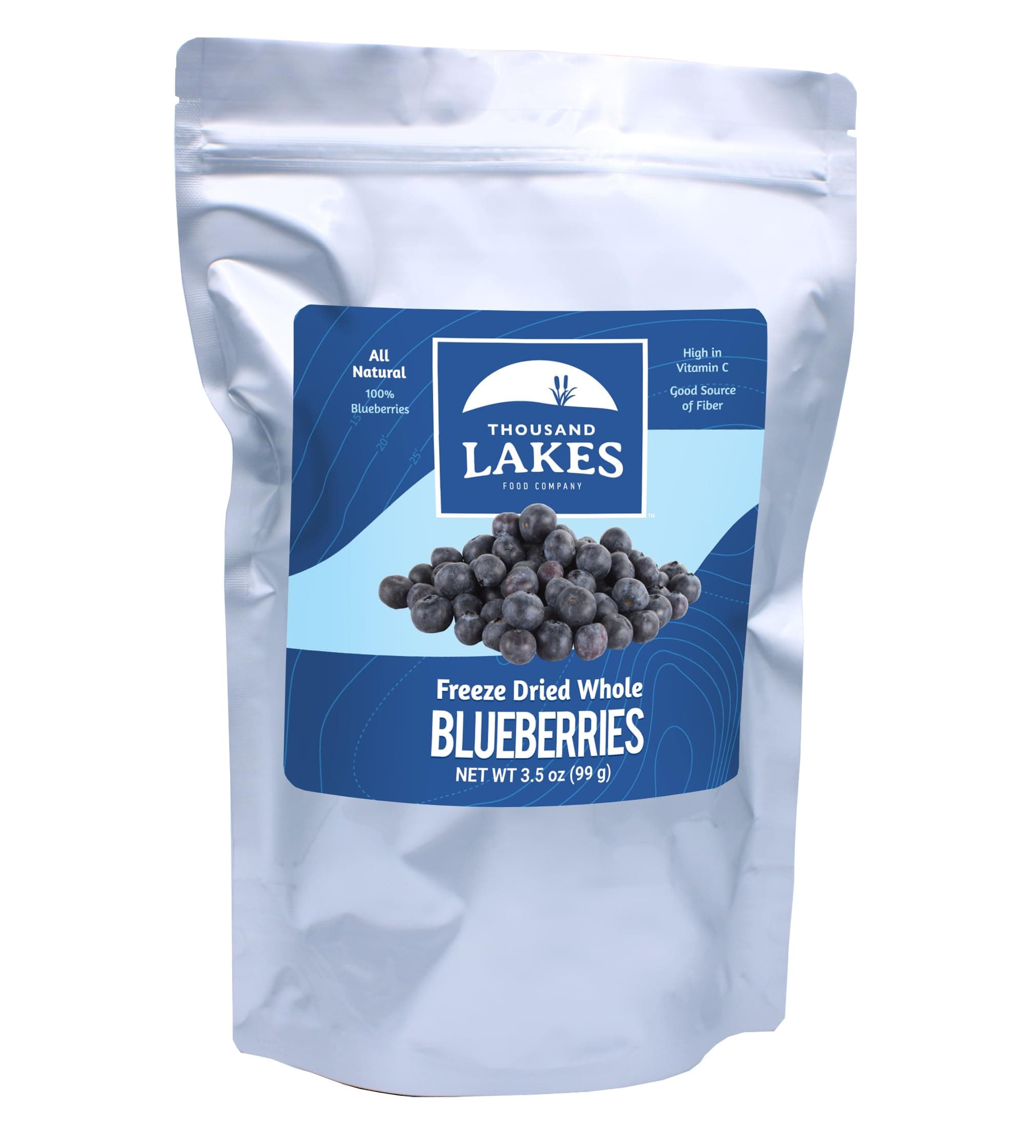 Thousand Lakes Freeze Dried Fruit - Blueberries 3.5 ounces | No Sugar Added | 100% Whole Blueberries