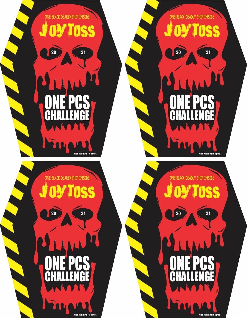 Joytoss one-pcs-Challenge (Pack of 4) | Extreme Spicy Tortilla Chips | Hottest Chips in the World | Ultimate Hot Snack | 20 Grams