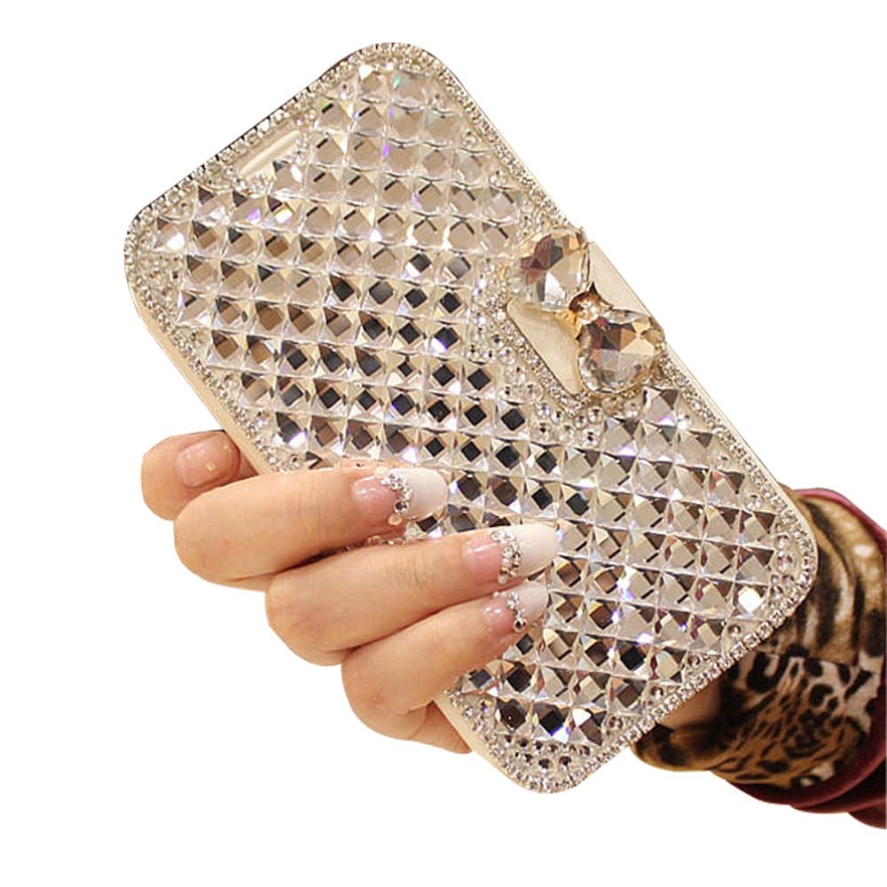 Flip Leather Case for Samsung A9 PRO, Luxury Glitter Bling Diamond 3D Handmade Rhinestone Cover for Samsung A9 PRO with Card Slot and Stand (for Samsung A9 PRO)