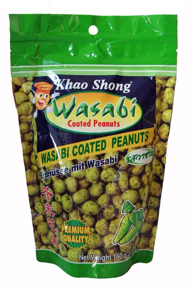 Wasabi Coated Peanuts - Khao Shong Brand 5.64 Oz Net