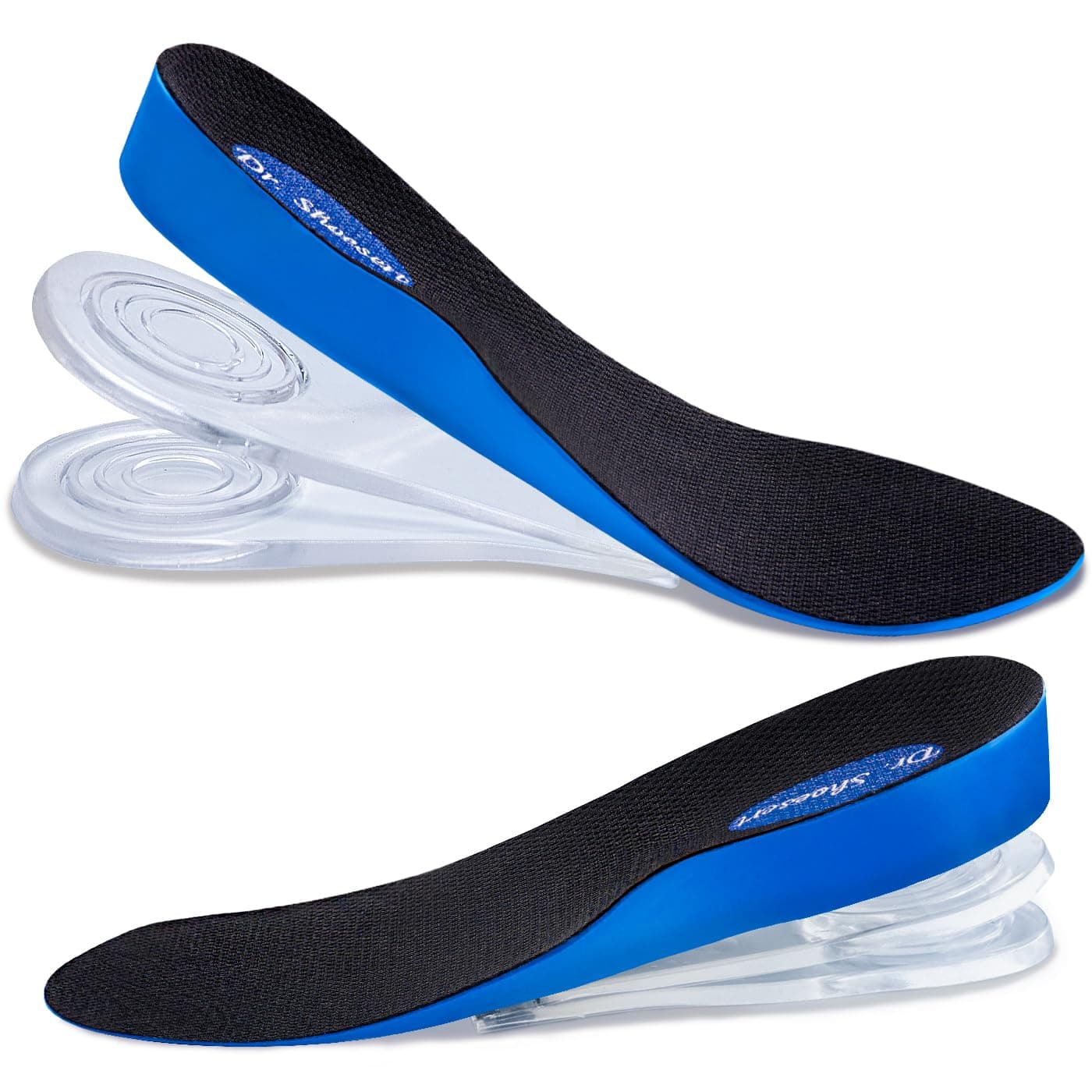 Dr. Shoesert 3-Layer Adjustable Height Increase Insoles, 3/4 Length Shock Absorption Cushion Heel Lift Inserts