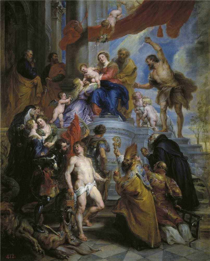 Oil painting 'Rubens Peter Paul La Sagrada Familia rodeada de santos Ca. 1630 ' printing on Perfect effect canvas , 20 x 25 inch / 51 x 63 cm ,the best Home Theater artwork and Home decoration and Gifts is this Amazing Art Decorative Prints on Canvas