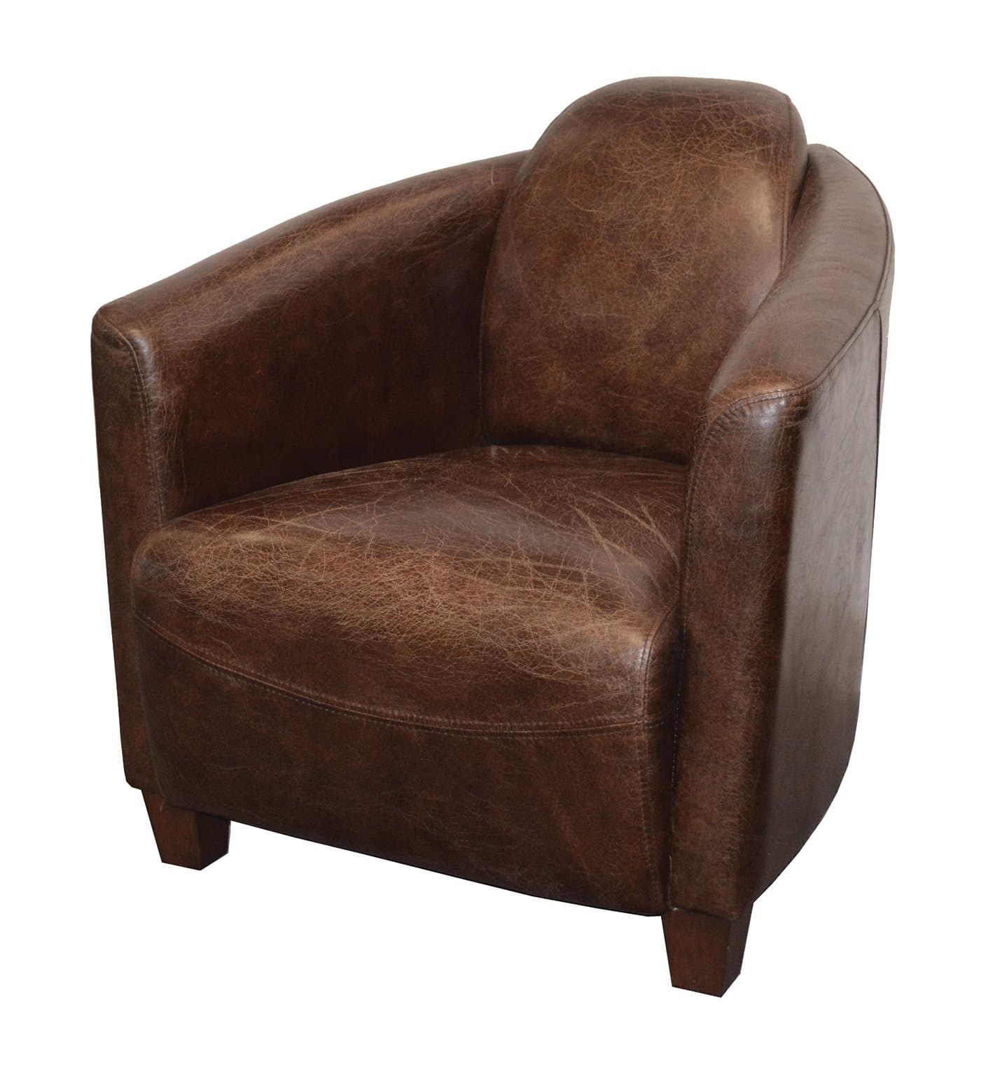 Coja by Sofa4life Palo Top Grain Leather Aviator Armchair, Brown