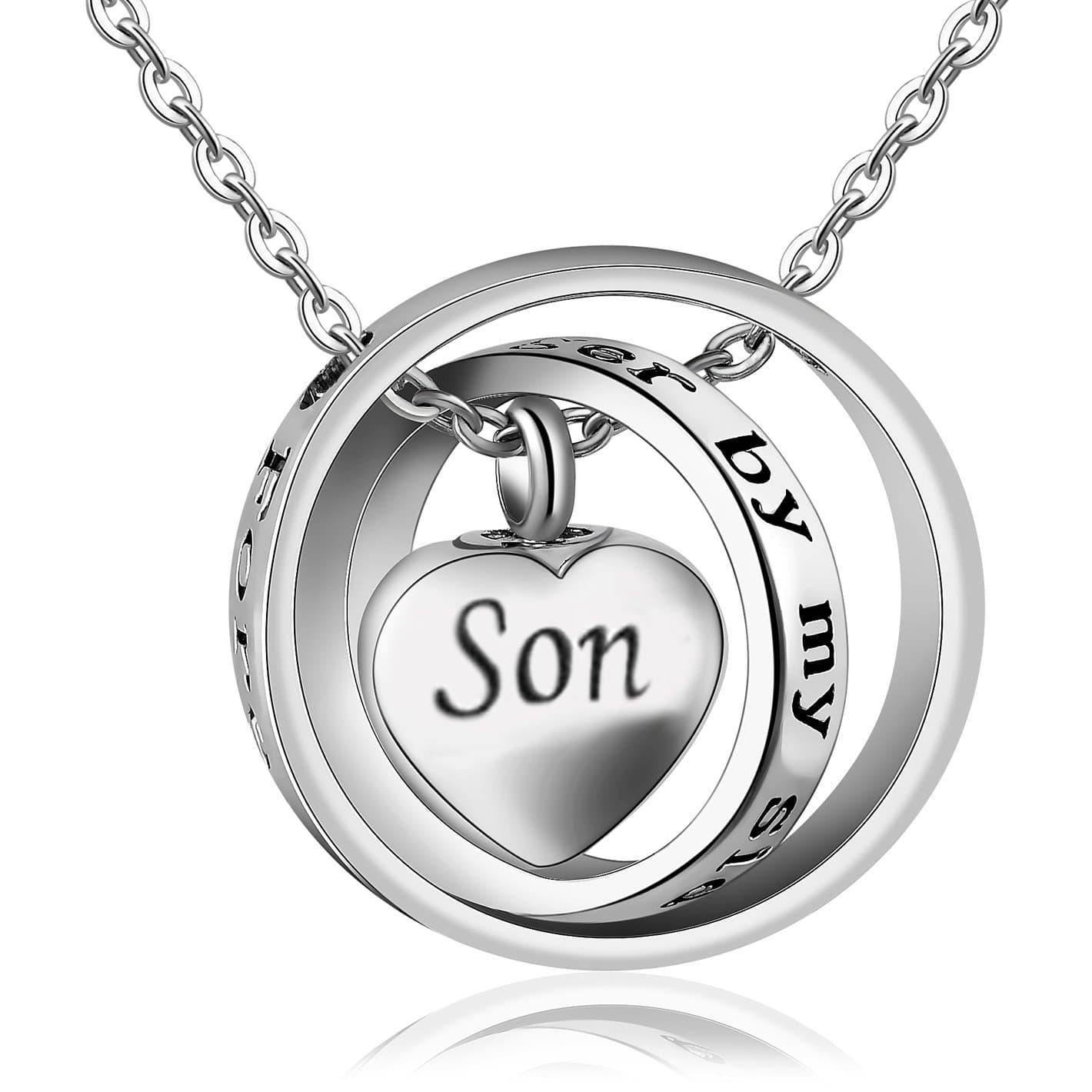 Meice Locket Ashes urn Necklace for mom&dad&Grandpa&Grandma&Uncle&Aunt no Longer by My Side Forever in My Heart Memorial Keepsake Jewelry (Son)