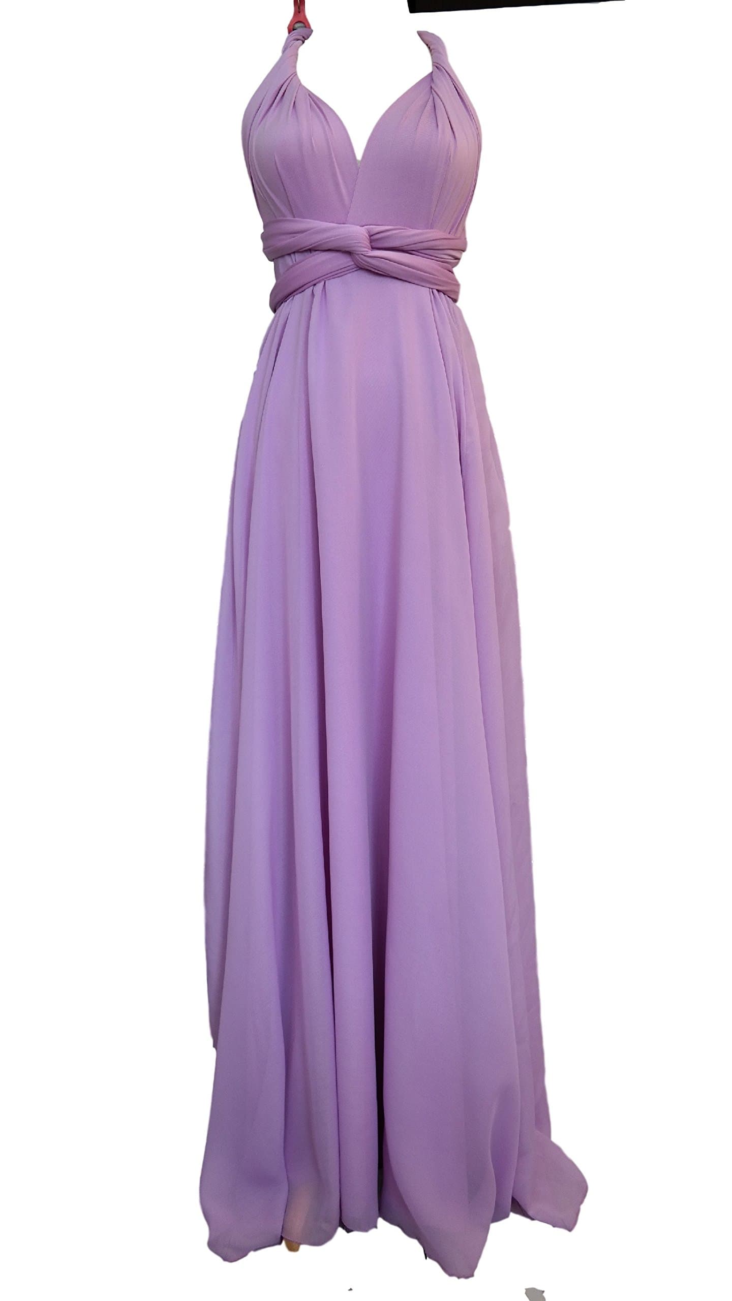 Full Length infinity Bridesmaids Dress in Lavender Purple Chiffon