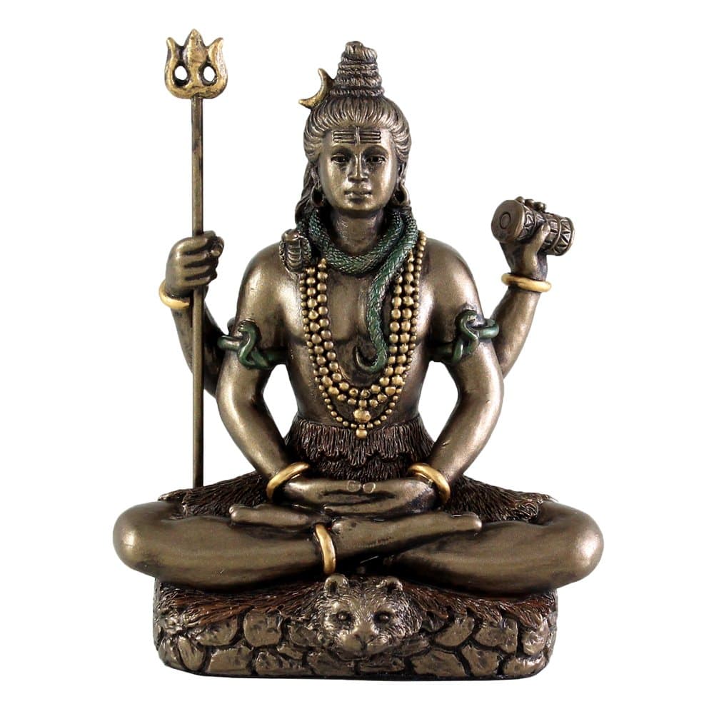 Hindu God Lord Shiva in Meditation Bronze Finish Figurine Sculpture Statue