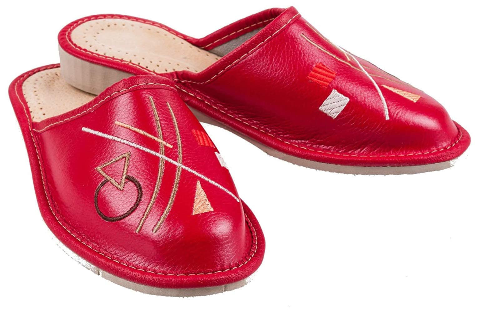 Women`s/Ladies Leather Slippers size:UK 3,4,5,6,7,8.Colors:Beige,Red, Brown (UK 3 / EU 36