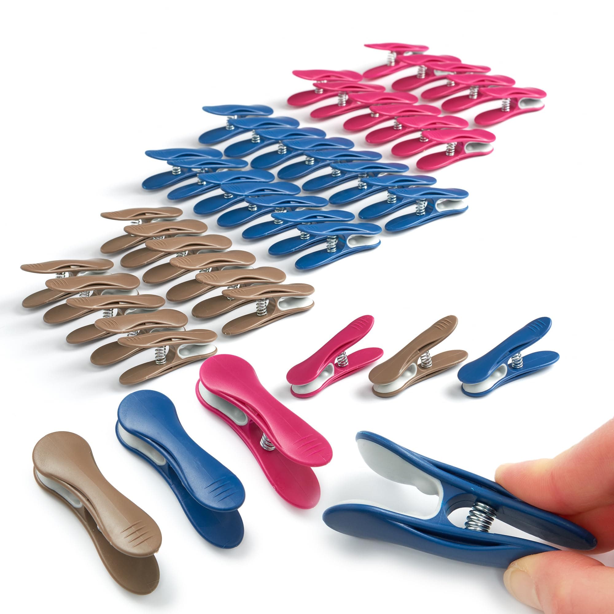 culiclean Clothes Pegs for Washing Line – Strong Soft Grip Washing Pegs Soft Clips – Durable Plastic Laundry Pegs for Indoor and Outdoor Use – Heavy Duty Clothes Clips – 40 Pack – blue-purple-brown