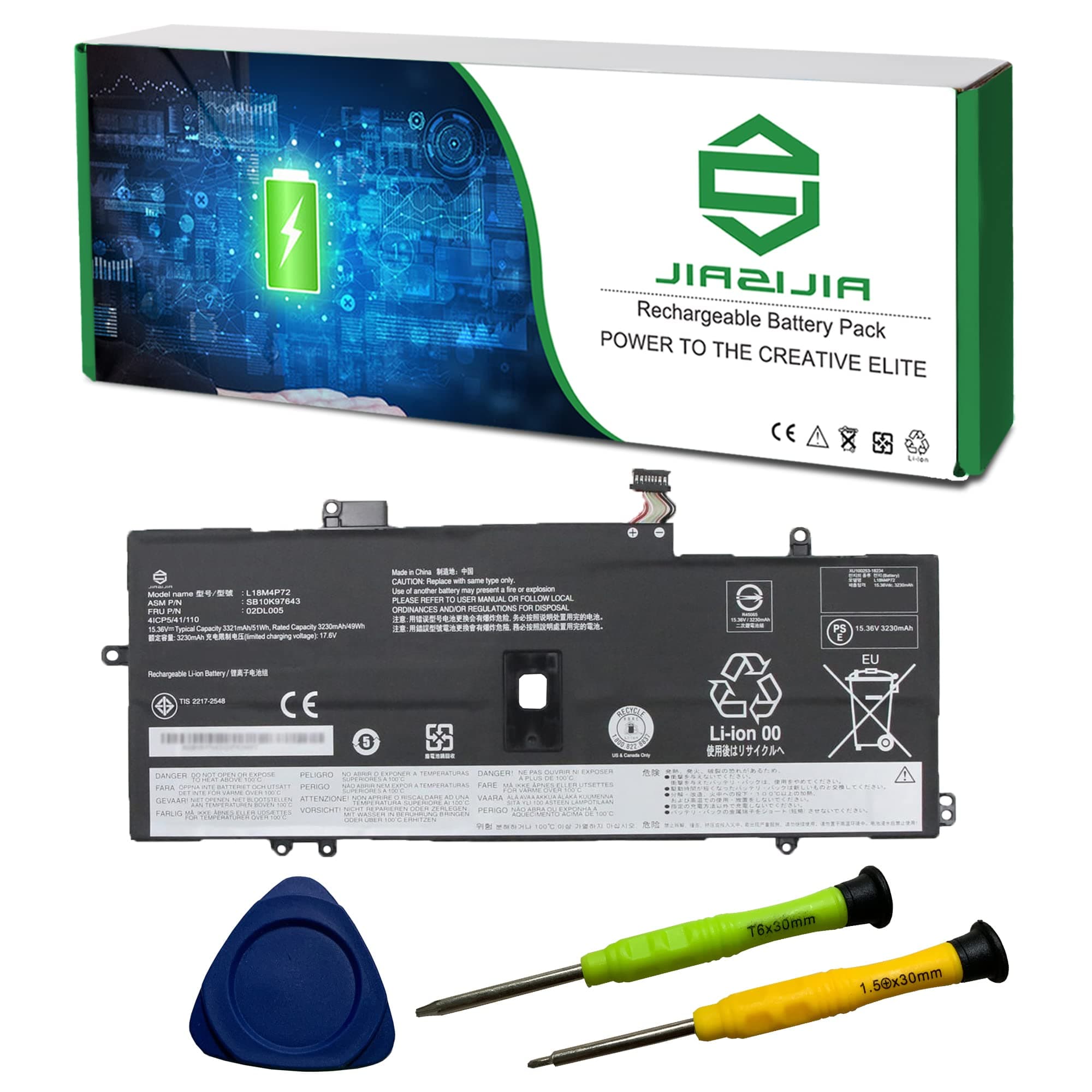 02DL005 L18M4P72 SB10K97643 Laptop Battery Replacement for Lenovo ThinkPad X1 Yoga 4th Gen / X1 Carbon 7th Gen 2019 / 8th Gen 2020 Series 02DL006 L18C4P71 02DL004 L18L4P71 15.36V 51Wh