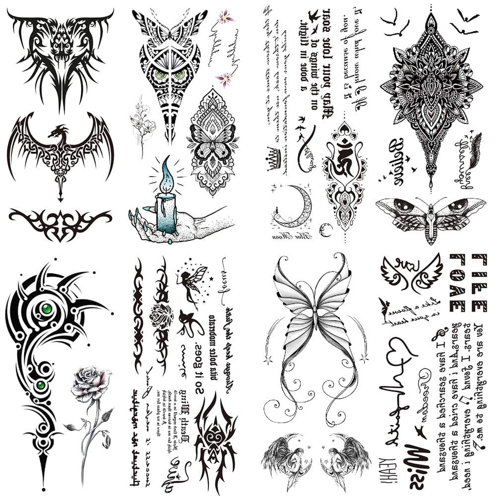 8 Sheet cute Temporary Tattoo Sticker Fake Tattoos