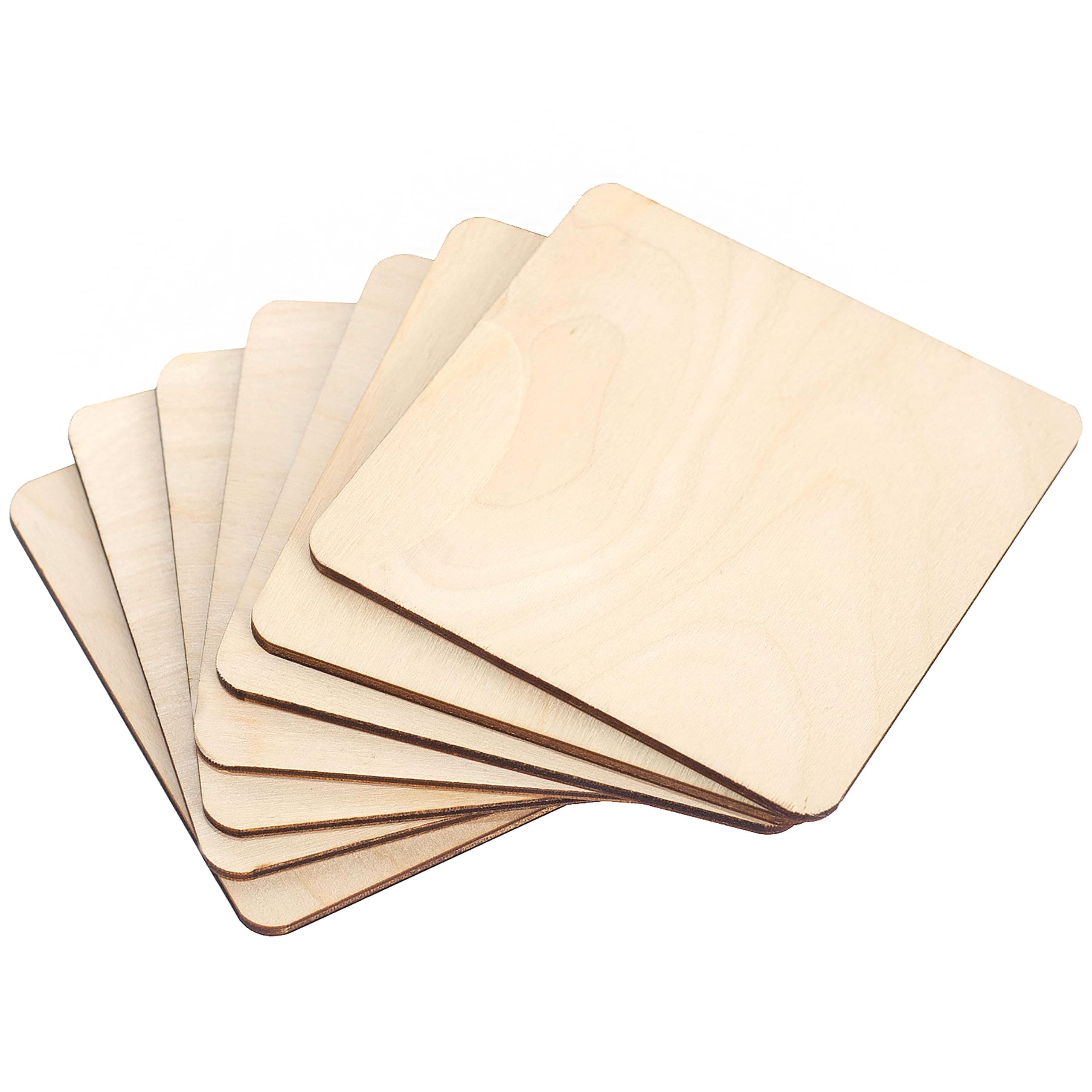 Creative Deco10 x Square Wooden Coaster Set | 10 x 10 cm | Cutouts Coasters Blank Shapes Pyrography | Plain, Unpainted & Unfinished Wood | for Mug Cup Coffee Glass | Table Worktop & Counter Protector