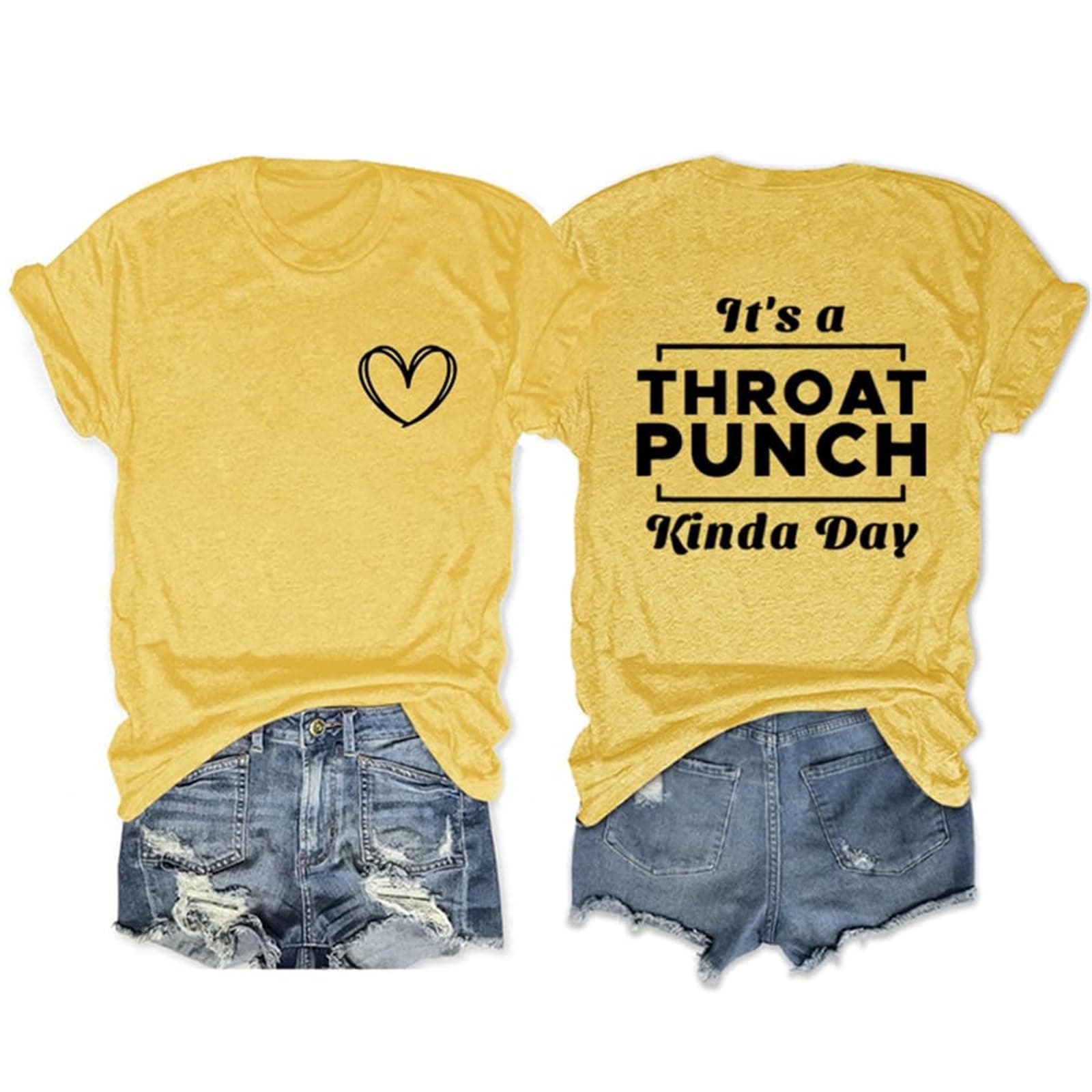 Funny Teacher T Shirt Womens It's A Throat Punch Kinda Day Tees Short Sleeve Graphic Tops (1PC Printed Front and Back)