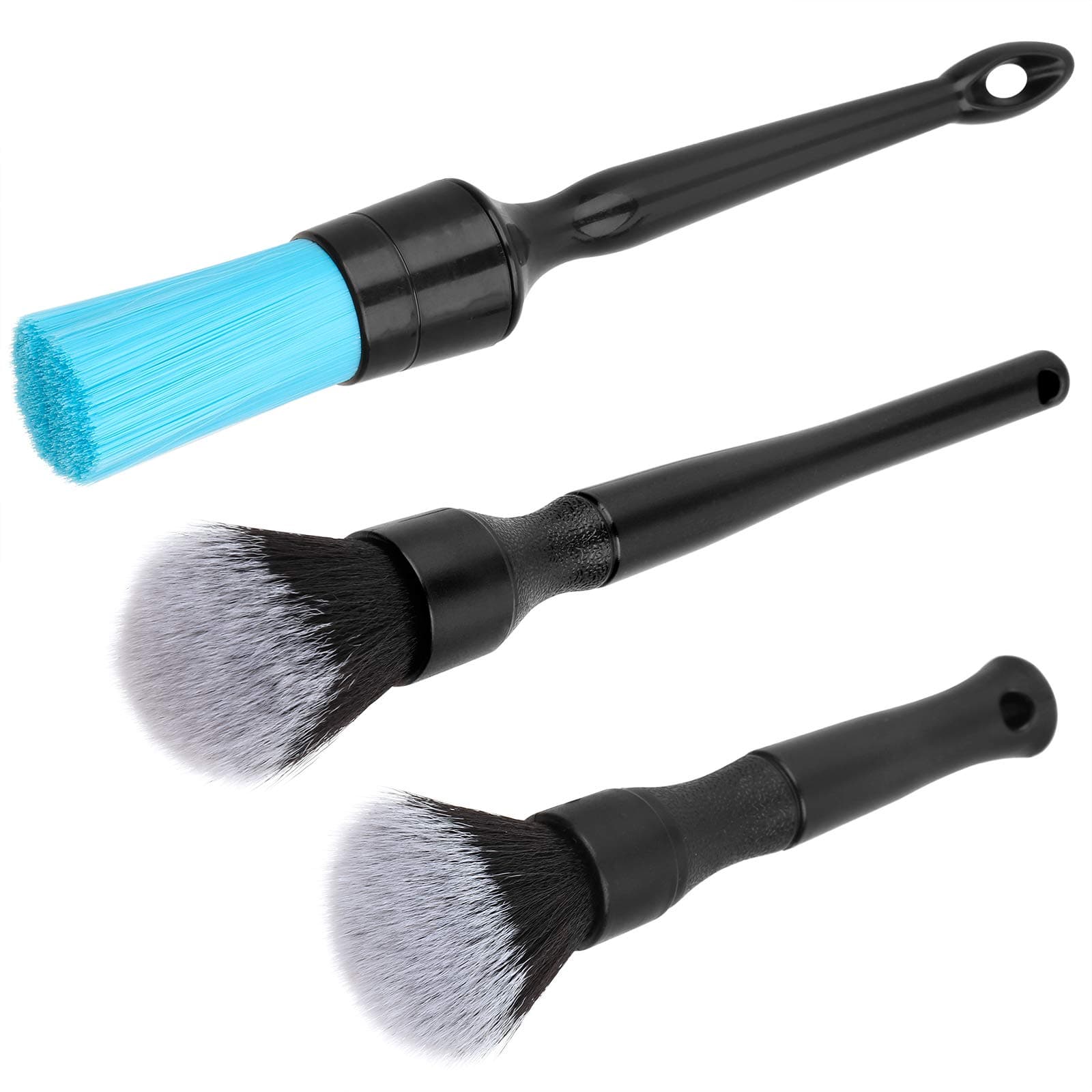 AntBooBoo 3 Pack Ultra-Soft Detailing Brush Set, Comfortable Grip and Scratch-Free Cleaning for Exterior, Interior Panels, Emblems, Badges, Gauge Cluster, Infotainment Screen