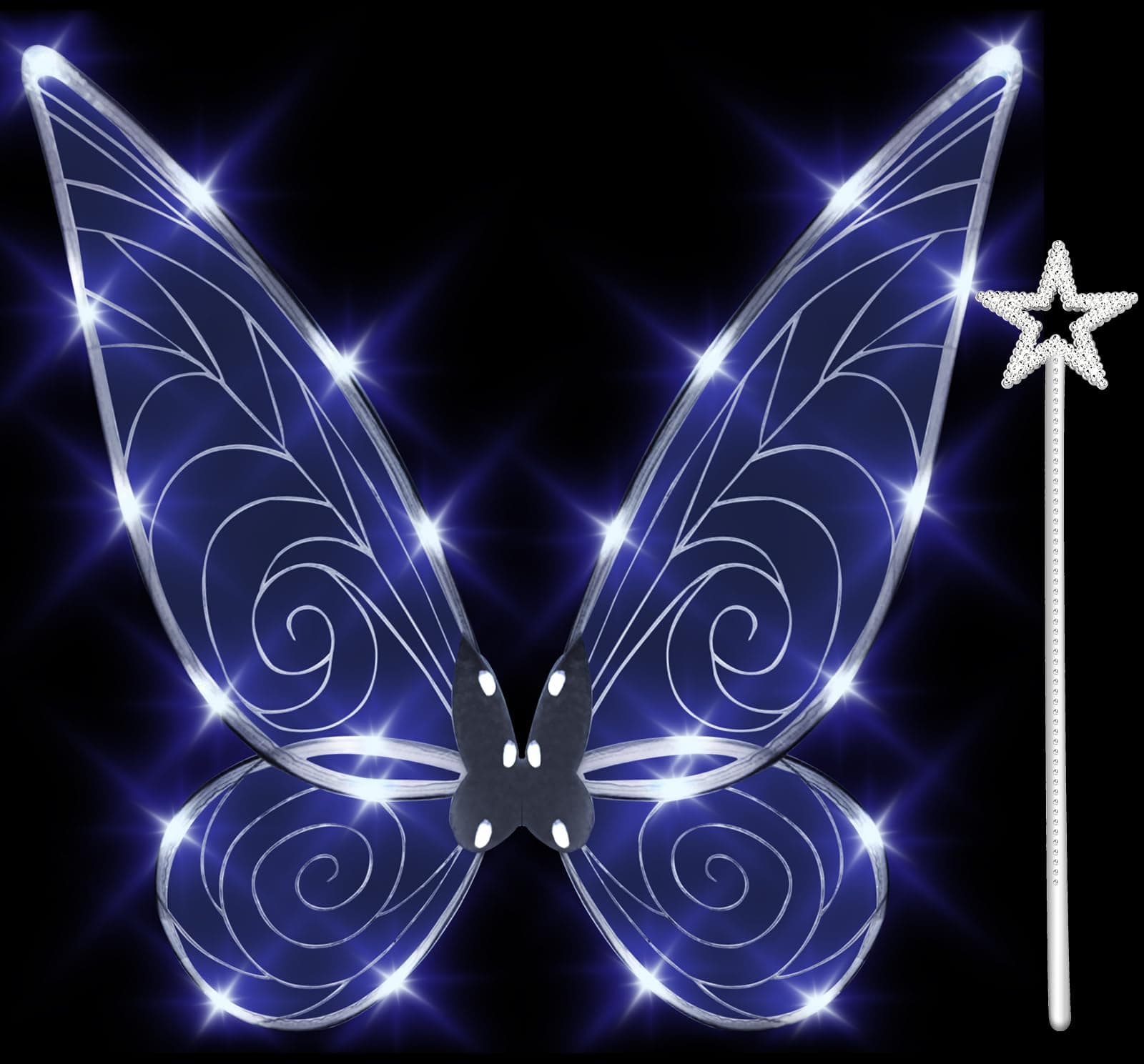 Fairy Wings Light up Butterfly Wings for Adult Kids, LED Fairy Wing Sparkle Angel Wings for Girls Women Halloween Cosplay Costume Angel Wings Dress Up Costume (White)