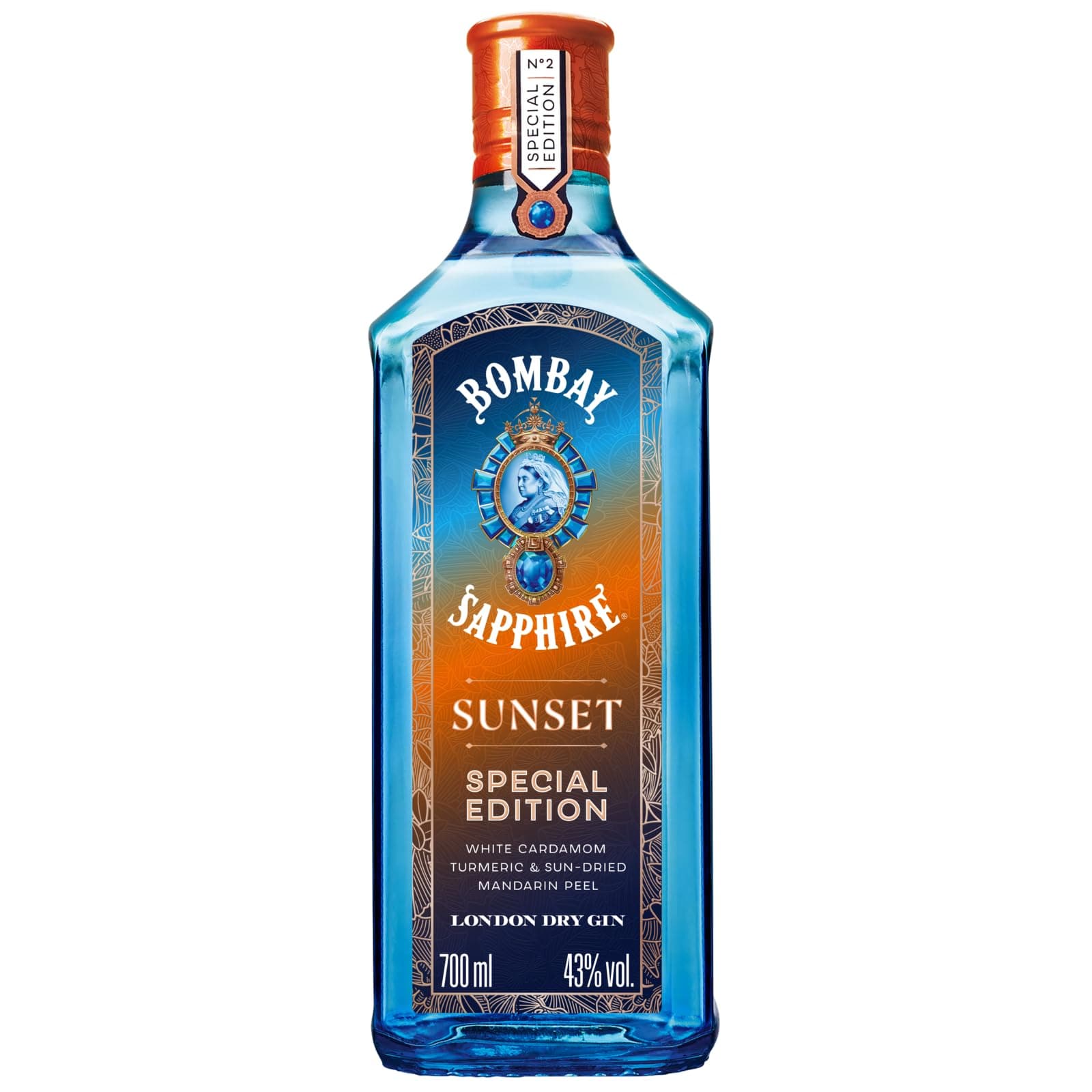 Sapphire Sunset London Dry Gin, 43% vol., 70 cl / 700 ml, Special Edition 100% Vapour Infused Spirit with Warming Spices and Bittersweet Mandarin Peel