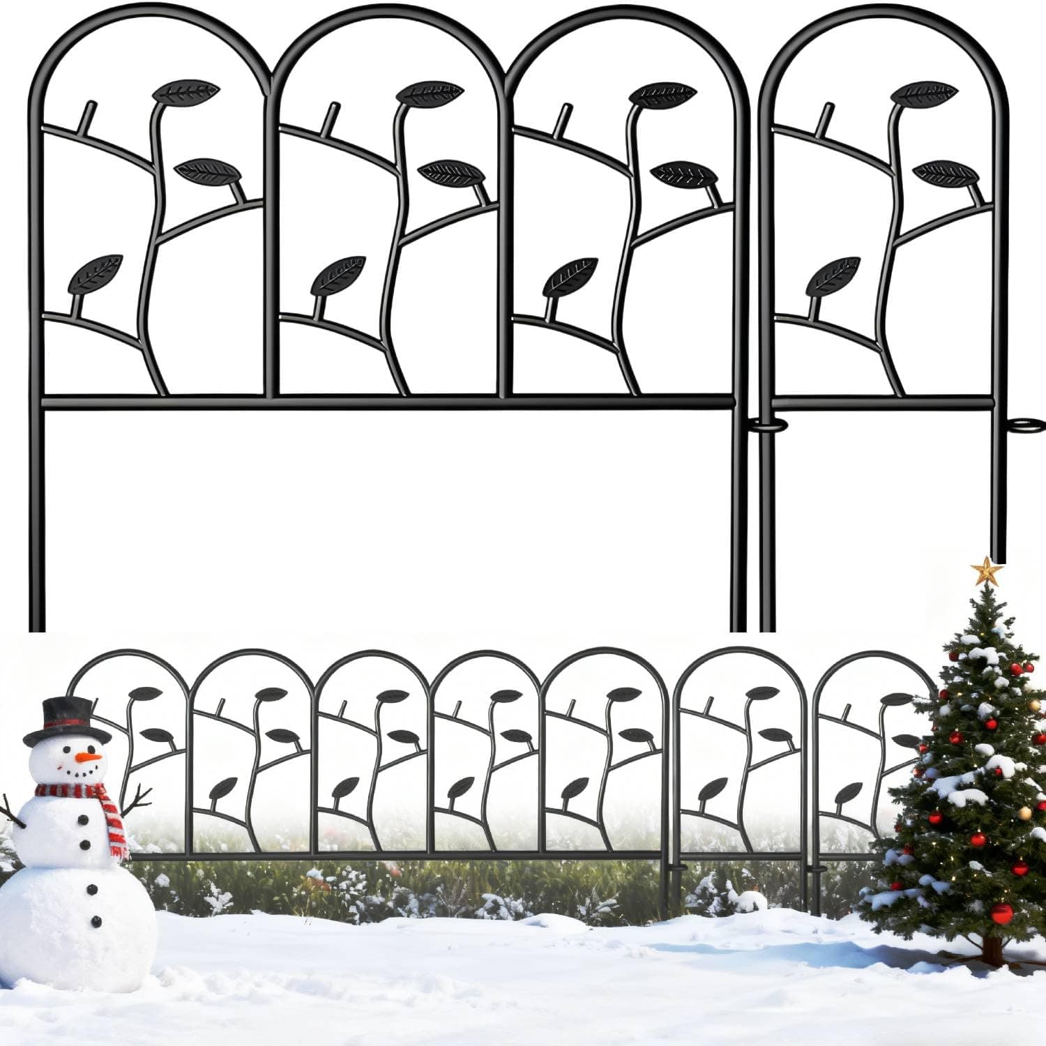 Amagabeli Garden Home Decorative Metal Garden Fence Panels 6 Pieces 46cm x 214cm Metal Garden Fencing Panels Border Outdoor Rustproof Landscape Wrought Iron Wire Folding Patio Flower Bed Barrier Decor