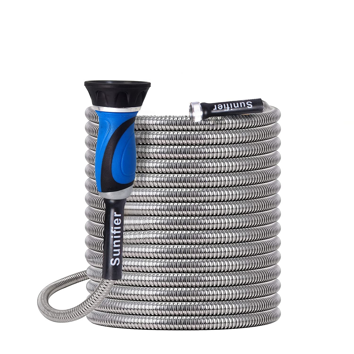 Metal Garden Hose 100 Ft Flexible Stainless Steel Garden Hose 100 Foot Heavy Duty Water Hose With High Pressure Hose Nozzle Sprayer for Garden, Lawn(100 Feet)