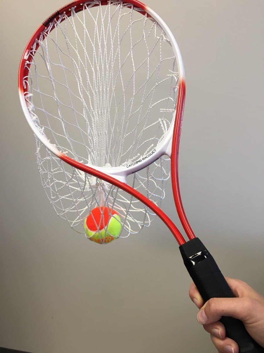OnCourt OffCourt Catching Tennis Racquet - Helps Beginners Focus on Volleys and Serves/Holds Up to 20 Balls