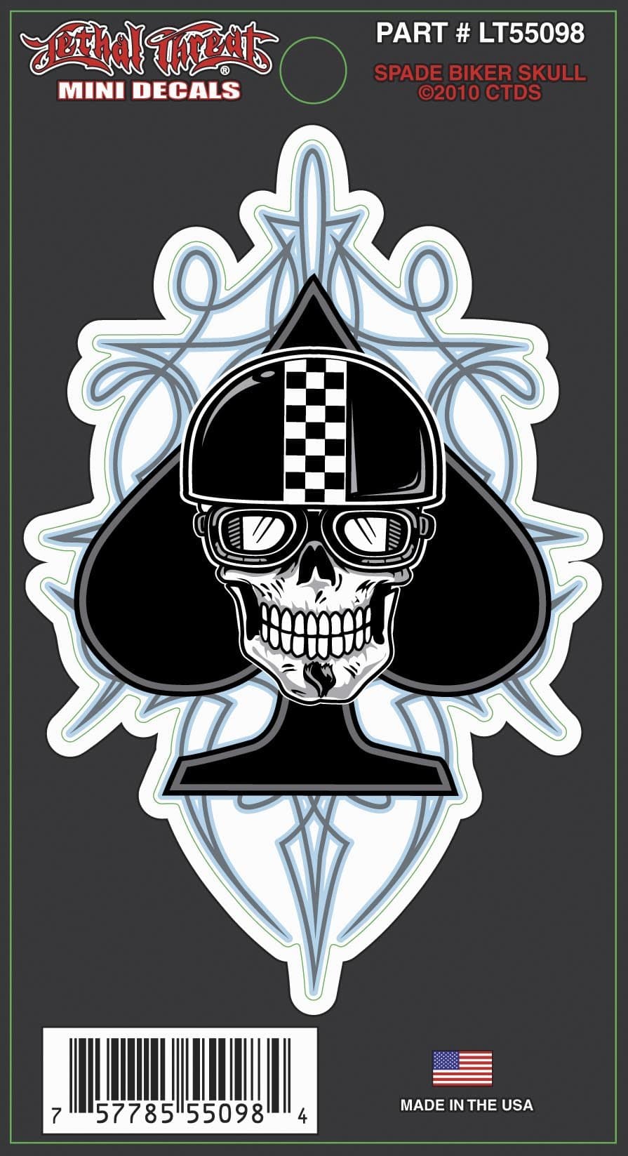Lethal Threat Spade Biker Skull Decal LT55098