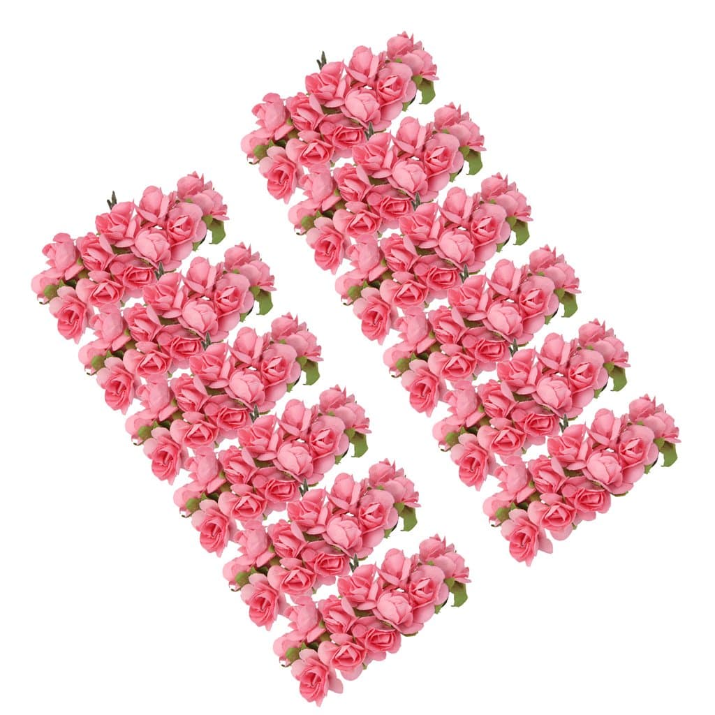 Approx. 144pcs Mini Paper Rose Flower for Craft Wedding Favor - Pink