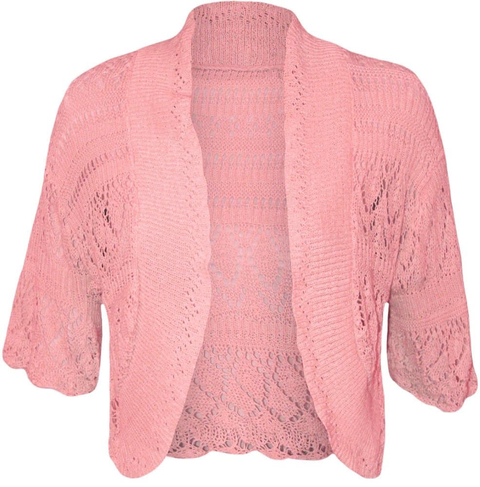 AUK New Ladies Women Children Crochet Knitted Shrung Bolero Short Sleeve Cap Sleeve Ladies Cardigan Bolero Top Plus Size S-4XL