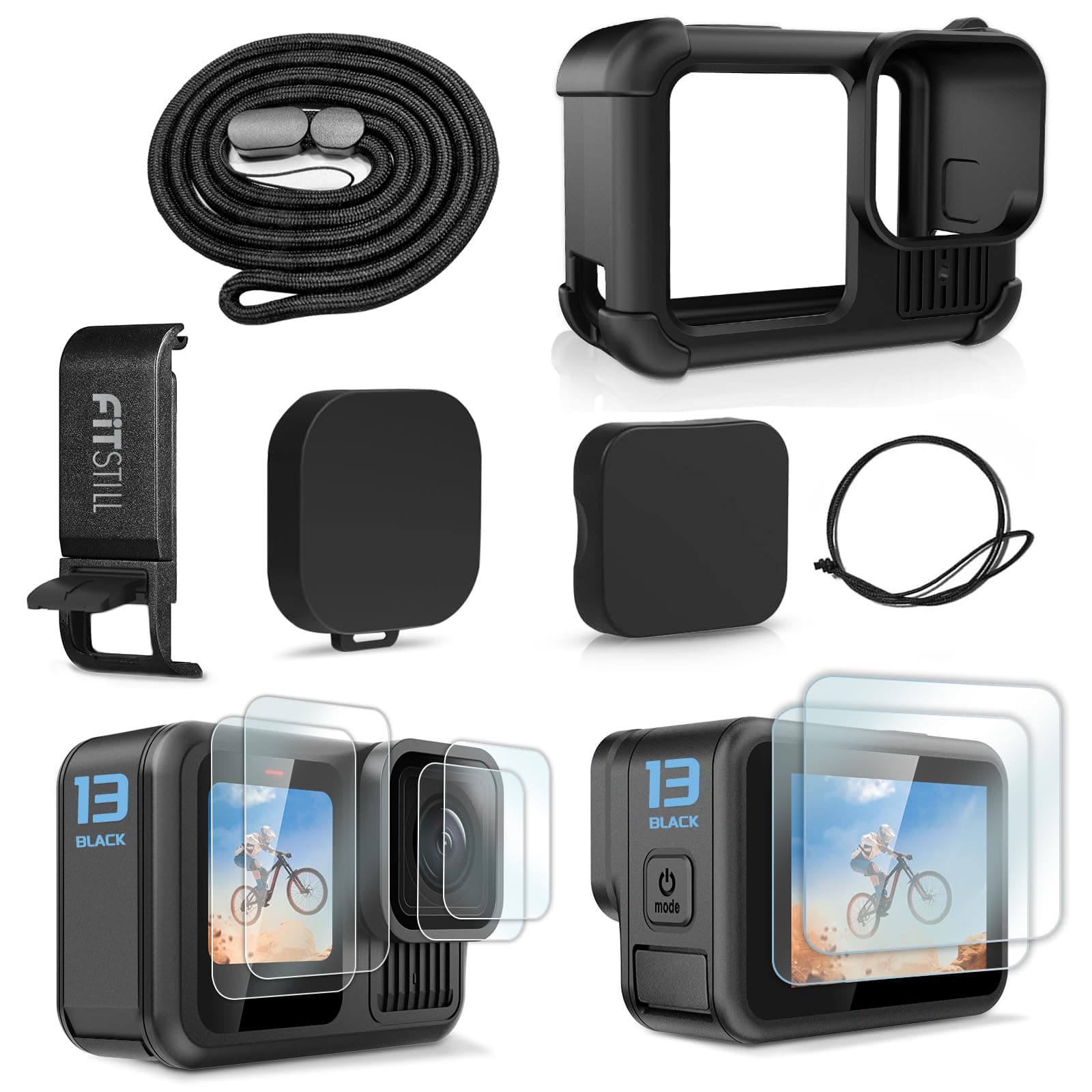 FitStill Black Silicone Case Screen Protector Accessories Kit