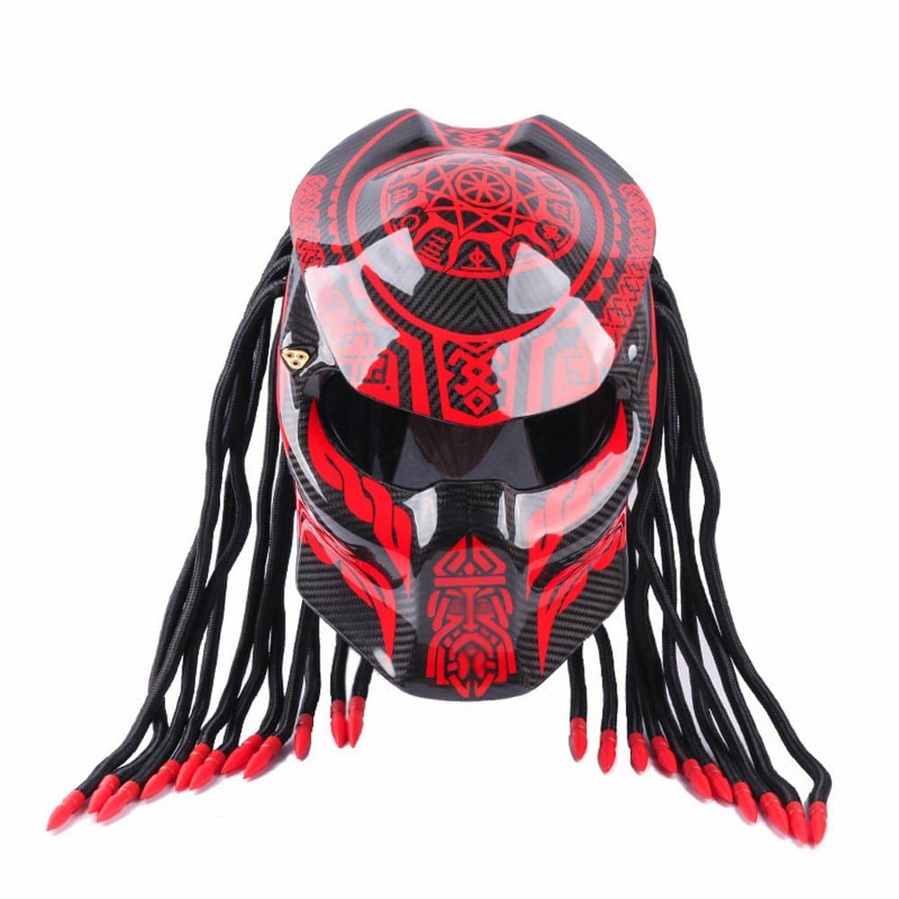 Motorcycle Personality Helmet Predator Warrior Carbon Fiber Helmet,A,L