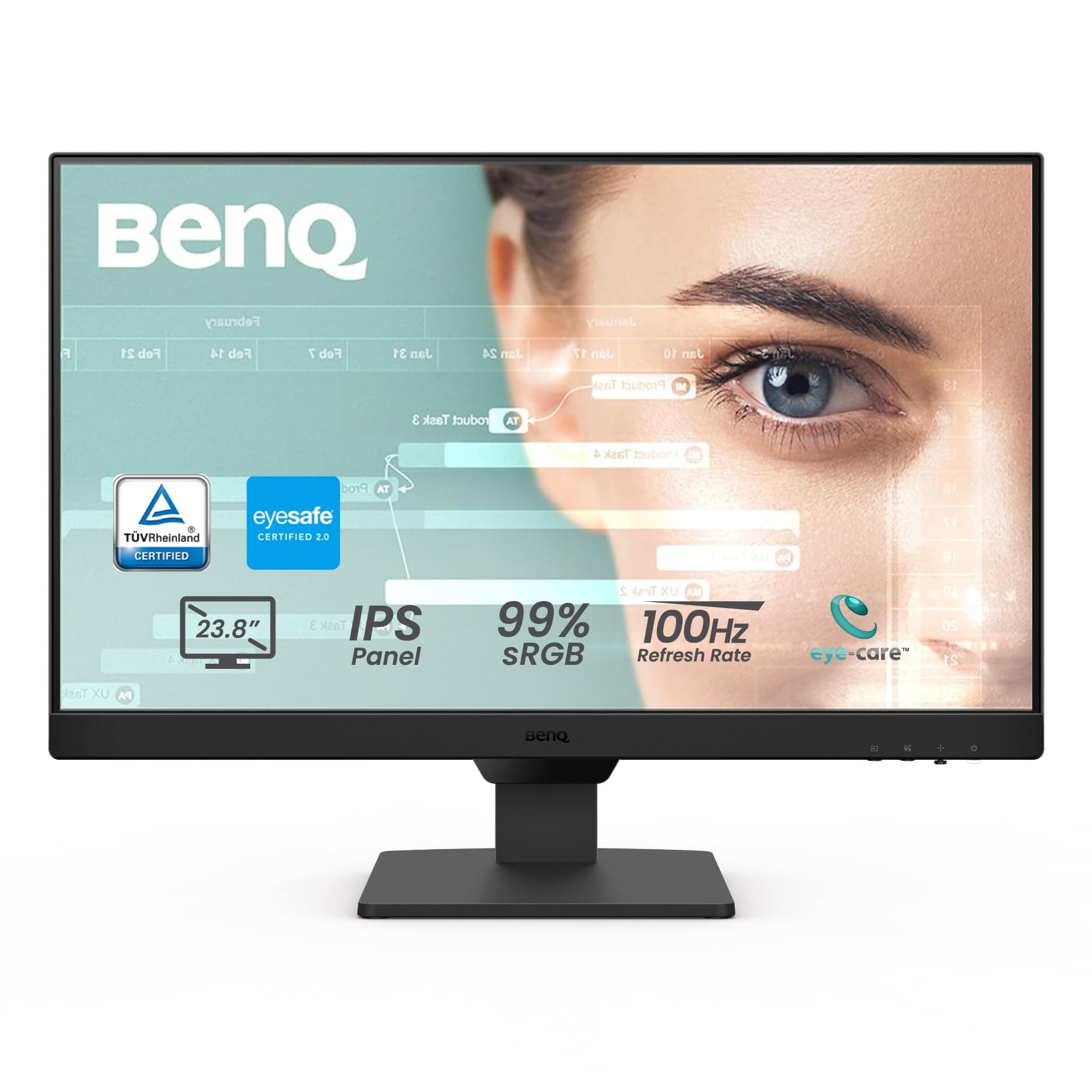 GW2490 24" Computer Monitor 100Hz FHD 1920x1080p IPS Eye-Care Tech VESA Mount Thin Bezel Low Blue Light Adaptive Brightness Wall Mount Built-in Speakers DisplayPort HDMI Port2