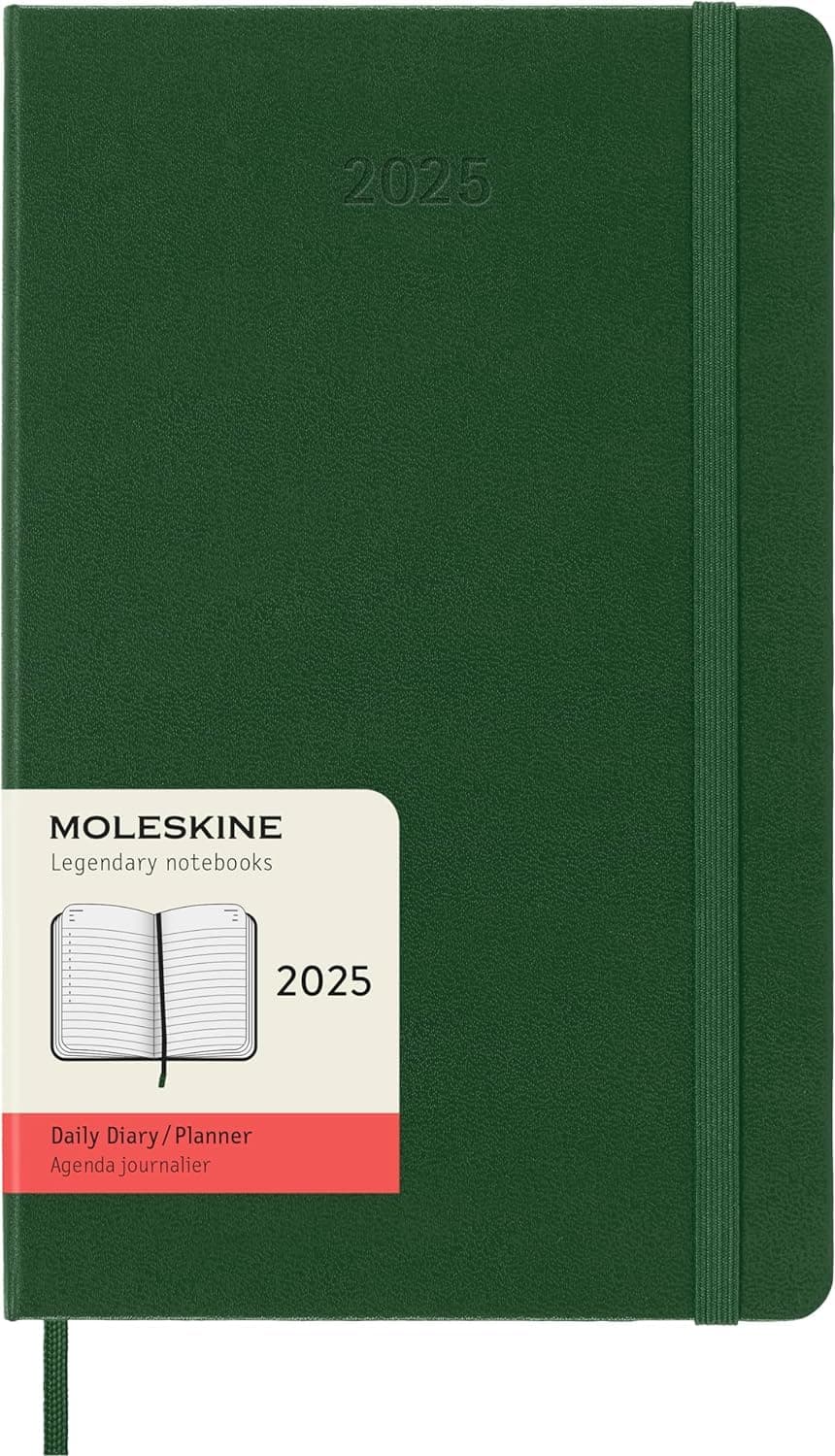 Classic 12 Month 2025 Daily Planner, Hard Cover, Large (5" x 8.25"), Myrtle Green, 400 pages