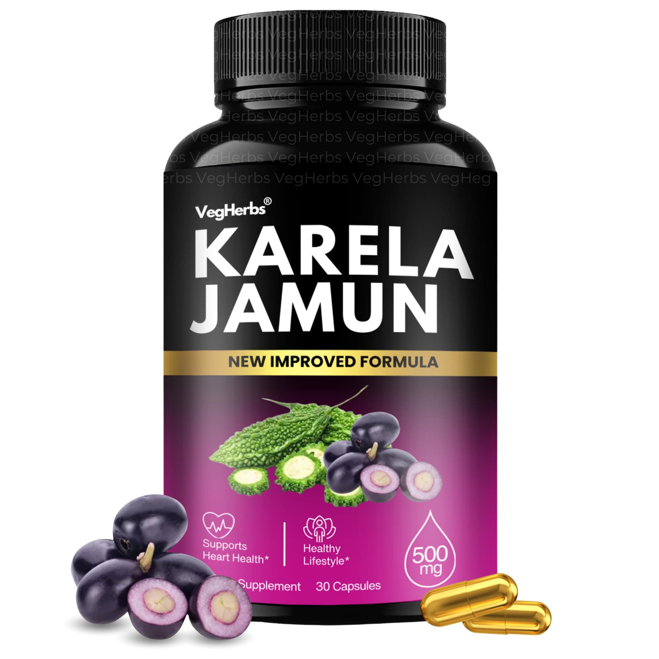 Karela Jamun Powder Diabetic Detox Capsule | Clinically Proven diabetic Care from ancient Kerala ayurveda Herbs for Balancing Sugar | 30 Capsule (Pack of 1)