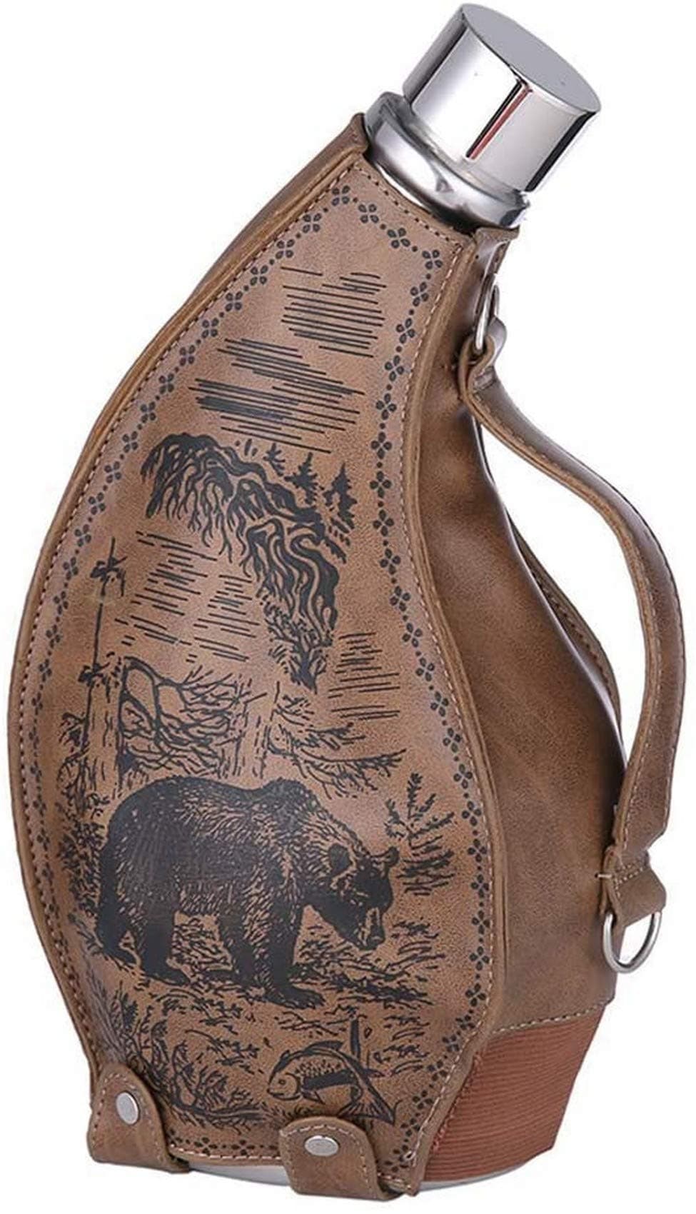 Stainless Steel Kettle, 53Oz Stainless Steel Big Hip Flask Drink Alcohol Whiskey Flasks Russian Hot Ox Horn Flask