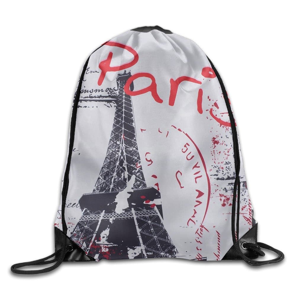 QIFAN Paris Sackpack Drawstring Backpack Sport Gym Bag Yoga Runner Daypack