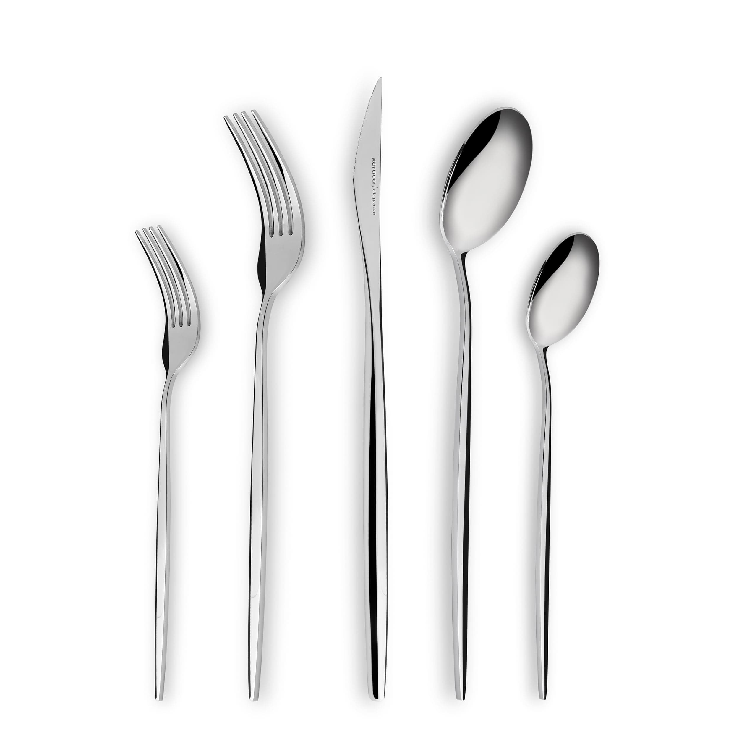 Karaca New Porto Elegance 60-Piece Cutlery Set for 12 People, Soup Spoons, Table Forks, Premium Quality, Healthy and Hygienic, Modern Design, Stainless Steel Cutlery Set