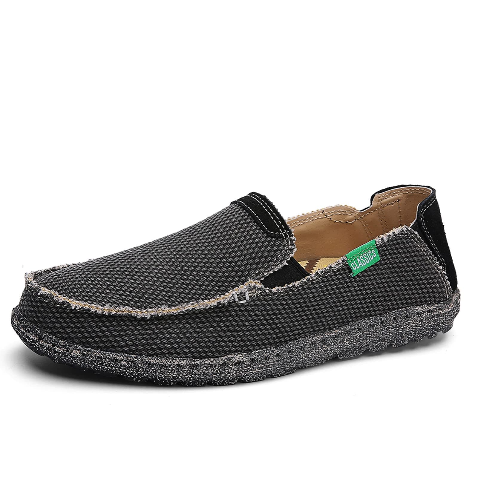 JAMONWUMen's Slip on Shoes Cloth Shoes Deck Shoes Canvas Leisure Vintage Casual Loafer Boat Shoes